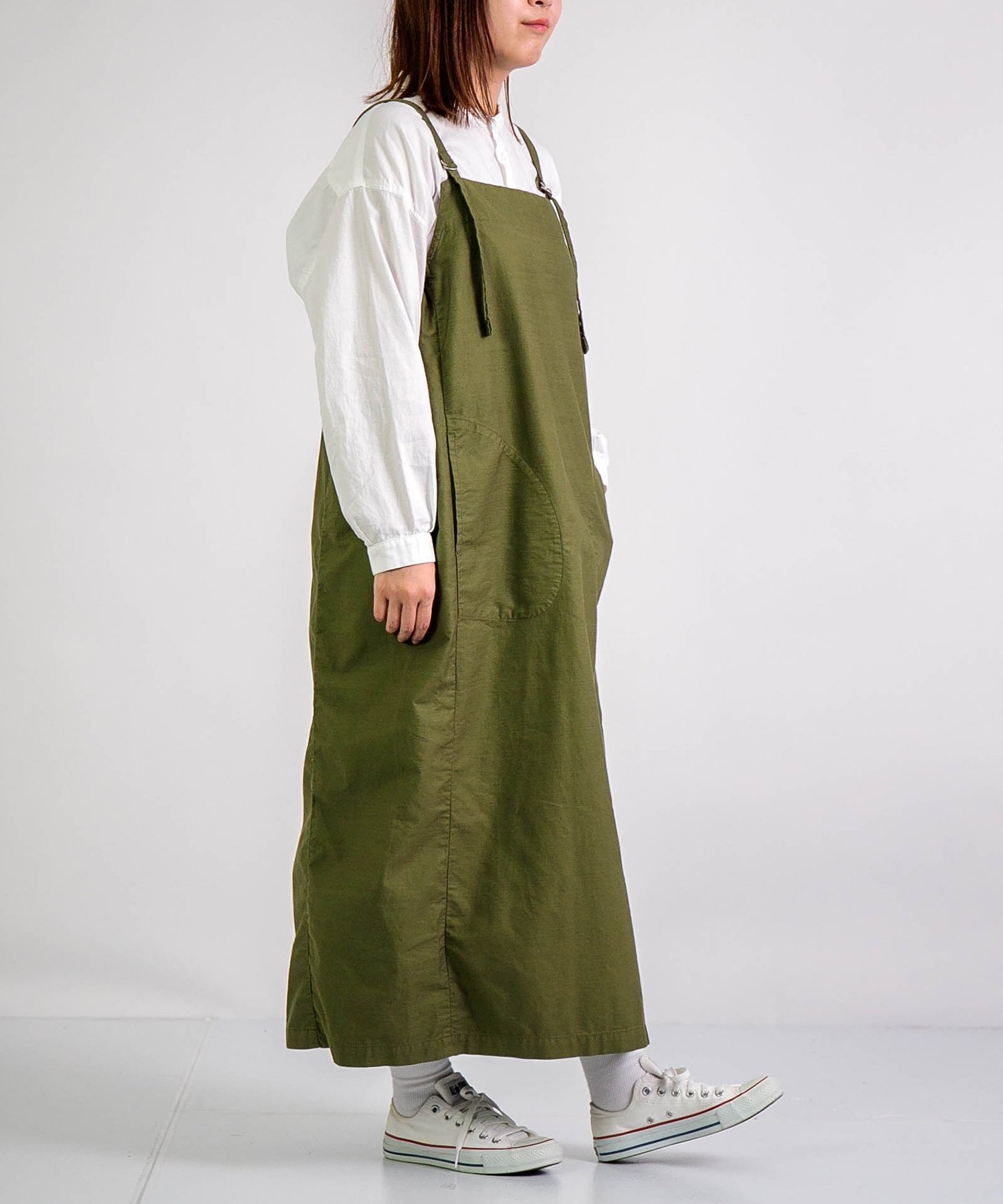 【ドミンゴ/DOMINGO】のムラバックサテン サロペットスカート インテリア・キッズ・メンズ・レディースファッション・服の通販 founy(ファニー) 　ファッション　Fashion　レディースファッション　Fashion for Women　スカート　Skirts　バッグ　Bags　インナー　Innerwear　サテン　Satin, Glossy Fabric　プレーン　Plain, Simple　ポケット　Pocket, Pocket Detail　リラックス　Relax, Relaxed Fit　楽ちん　Easy Fit, Comfortable　ワイド　Wide, Wide Fit　おすすめ　Recommended / Our Picks　オリーブ|ID: prp329100004829655 ipo3291000000035152177