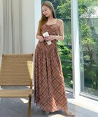 【ロイヤルパーティー/ROYAL PARTY】のチェックチュールパット付キャミマキシワンピース キャメル|ID: prp329100004829668 ipo3291000000035152507