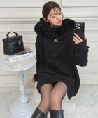 【ロイヤルパーティー/ROYAL PARTY】のファー付ラメ裏毛フーディーミニワンピース 人気、トレンドファッション・服の通販 founy(ファニー) ファッション Fashion レディースファッション Fashion for Women ワンピース Dresses エレガント 上品 Elegant 秋 Autumn thumbnail ブラック|ID: prp329100004829674 ipo3291000000035152736