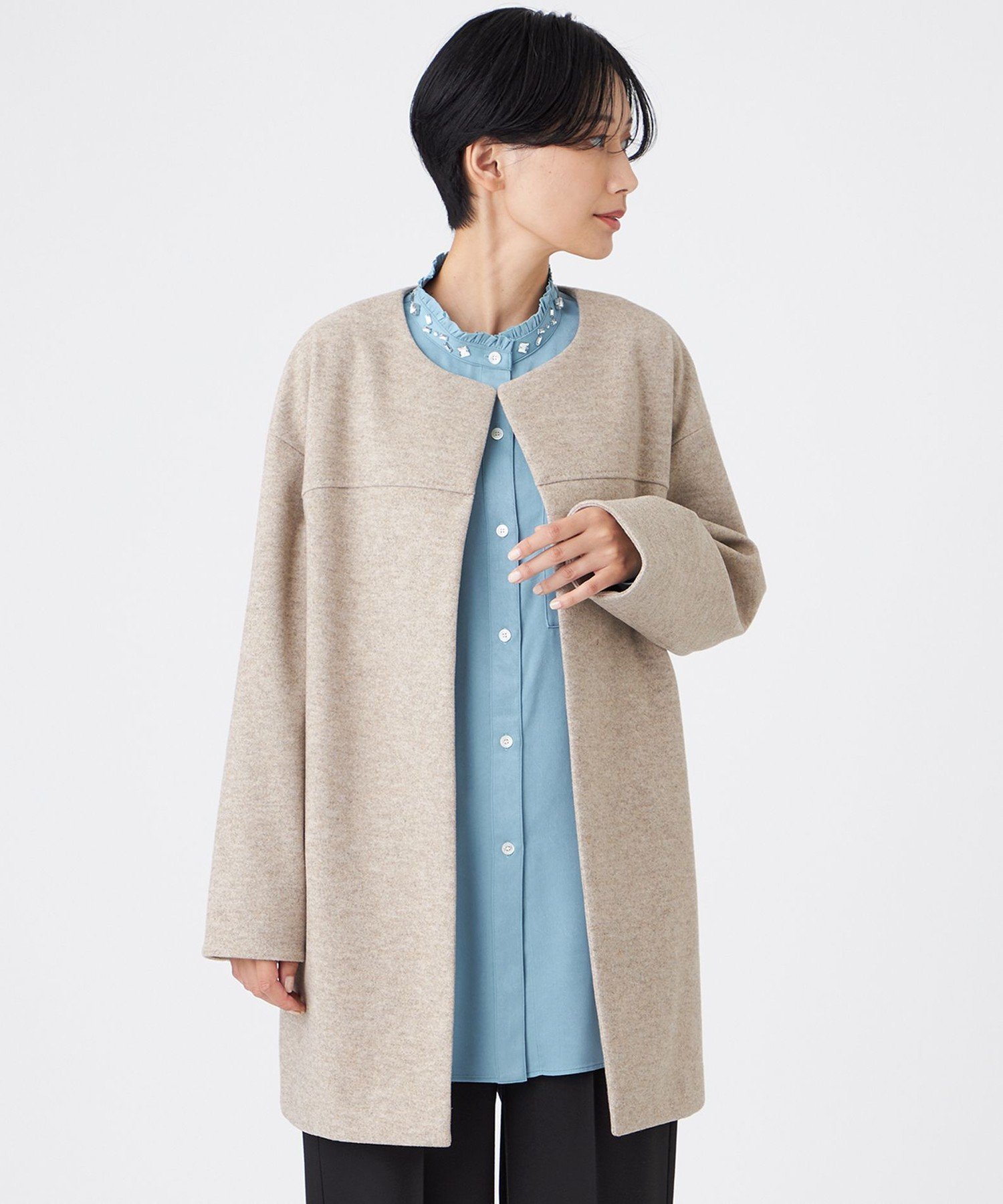 【エヴェックス バイ クリツィア/EVEX by KRIZIA】の【カタログ掲載】【ウォッシャブル】ウールライクジャージ-ノーカラーコーディガン インテリア・キッズ・メンズ・レディースファッション・服の通販 founy(ファニー) ファッション Fashion レディースファッション Fashion for Women おすすめ Recommended / Our Picks ウォッシャブル Machine Washable シンプル Simple, Minimal デニム Denim, Jeans Material ハンド Hand, Handmade パーカー Hoodie, Parka フロント Front, Front Design A/W・秋冬 Autumn/Winter 軽量 Lightweight, Ultra Light ベージュ|ID: prp329100004829677 ipo3291000000035152812