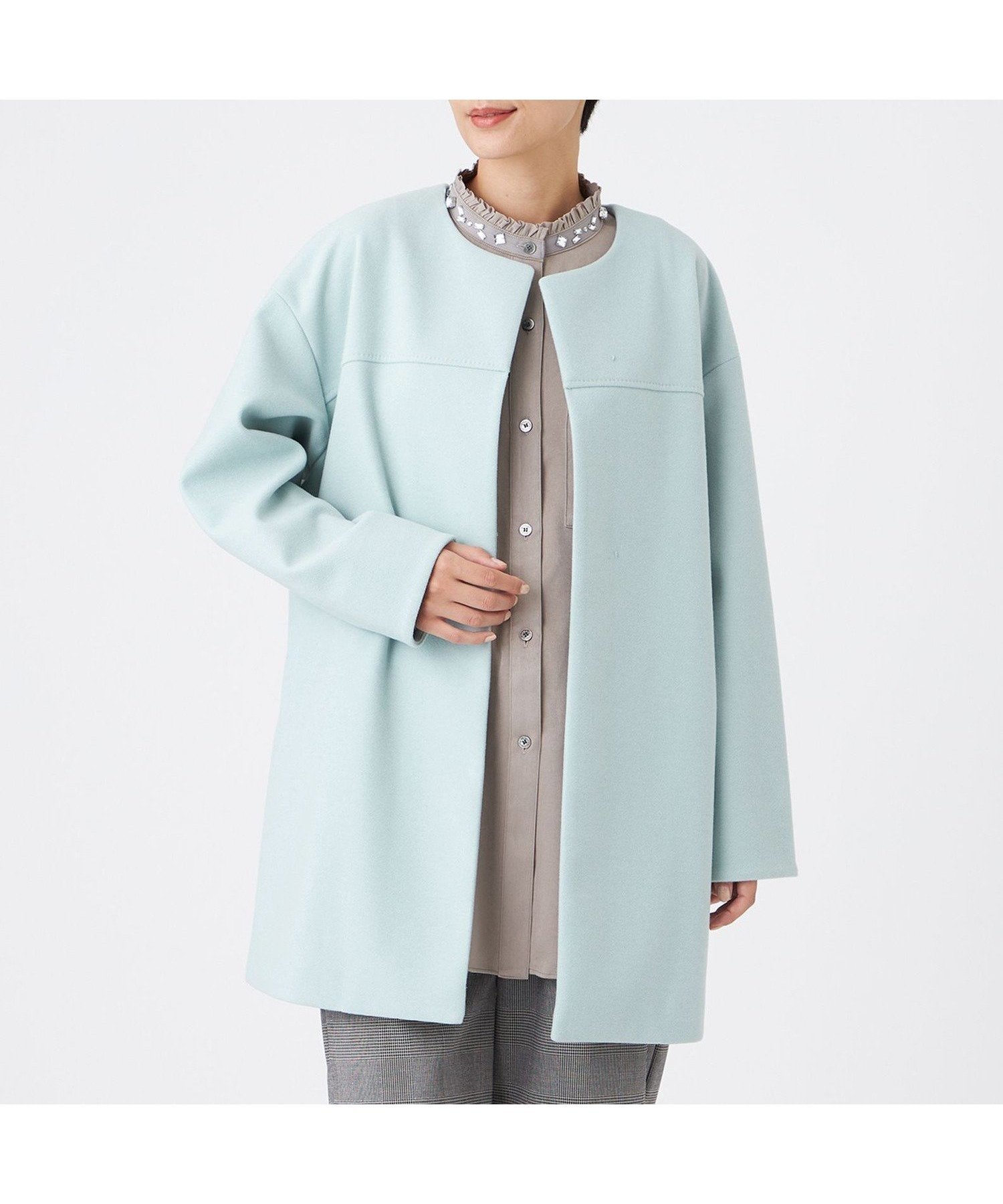 【エヴェックス バイ クリツィア/EVEX by KRIZIA】の【カタログ掲載】【ウォッシャブル】ウールライクジャージ-ノーカラーコーディガン インテリア・キッズ・メンズ・レディースファッション・服の通販 founy(ファニー) ファッション Fashion レディースファッション Fashion for Women おすすめ Recommended / Our Picks ウォッシャブル Machine Washable シンプル Simple, Minimal デニム Denim, Jeans Material ハンド Hand, Handmade パーカー Hoodie, Parka フロント Front, Front Design A/W・秋冬 Autumn/Winter 軽量 Lightweight, Ultra Light ブルー|ID: prp329100004829677 ipo3291000000035152816