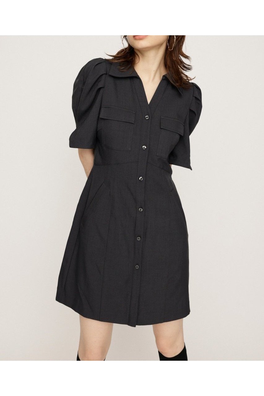 【スライ/SLY】のSKIPPER PUFF SH ワンピース インテリア・キッズ・メンズ・レディースファッション・服の通販 founy(ファニー) 　ファッション　Fashion　レディースファッション　Fashion for Women　ワンピース　Dresses　おすすめ　Recommended / Our Picks　ショルダー　Shoulder, Shoulder Strap　シンプル　Simple, Minimal　スキッパー　Skipper, Open Collar　ストレッチ　Stretch, Stretchy Fabric　D/GRY3|ID: prp329100004829682 ipo3291000000035152913