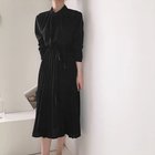 【ミニミニストア/miniministore】のロングワンピース 長袖プリーツワンピ韓国 人気、トレンドファッション・服の通販 founy(ファニー) ファッション Fashion レディースファッション Fashion for Women ワンピース Dresses 秋 Autumn スタンド Stand Collar, Upright Stand トレンド Trend, Trending Now ドレス Dress, One-Piece 長袖 Long Sleeve, Full Sleeve フレア Flare, Flared プリーツ Pleats, Pleated ベーシック Basic, Essential リボン Ribbon, Bow ロング Long, Long-Length エレガント 上品 Elegant thumbnail ブラック|ID: prp329100004829685 ipo3291000000035152960