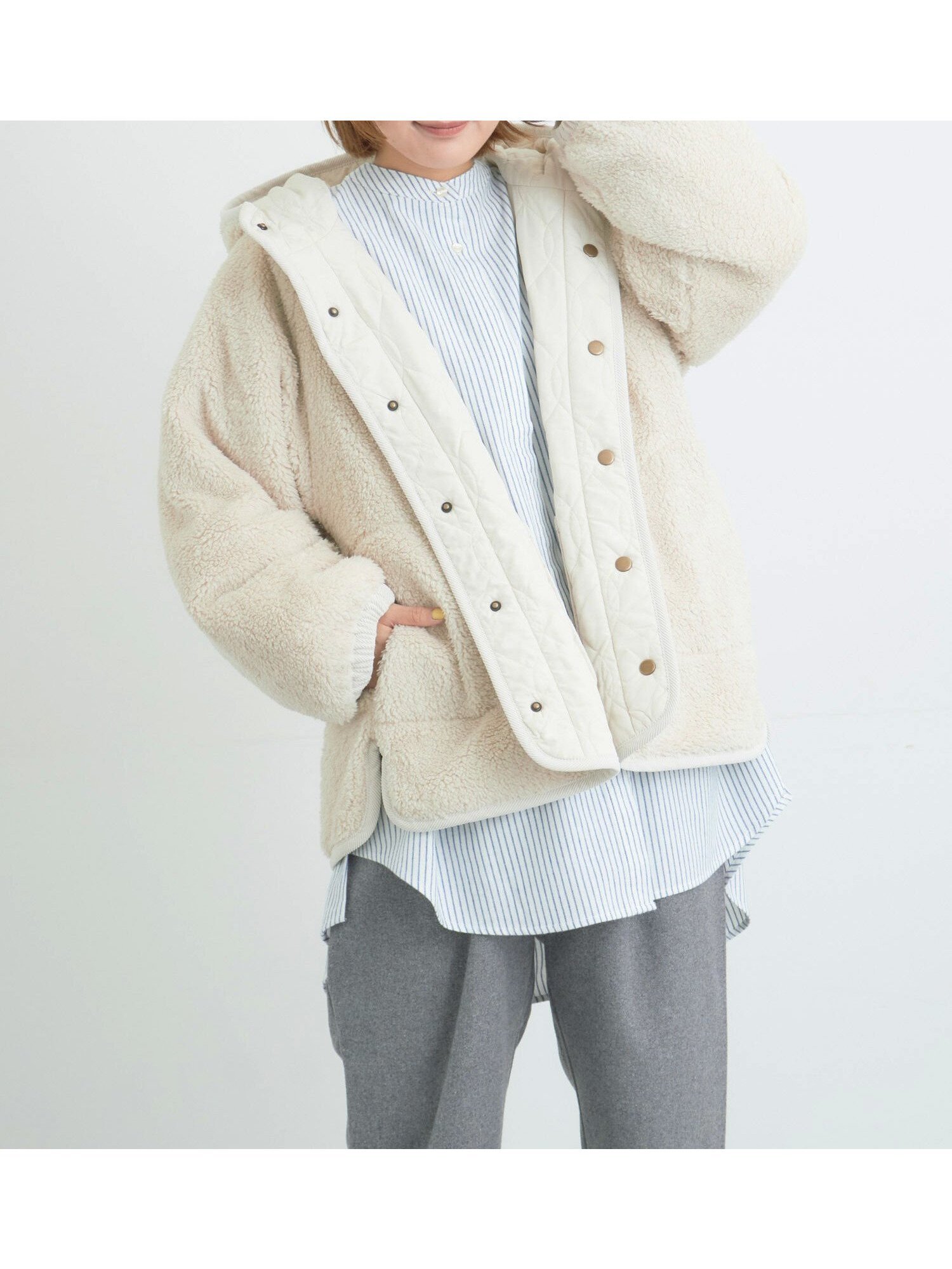 【サマンサモスモス/Samansa Mos2】のリバーシブルボアブルゾン インテリア・キッズ・メンズ・レディースファッション・服の通販 founy(ファニー) 　ファッション　Fashion　レディースファッション　Fashion for Women　アウター　Coat / Outerwear Collection　ブルゾンジャケット・スポーティアウター　Blouson Jackets　スウェット / スエット　Sweatshirt, Sweatwear　デニム　Denim, Jeans Material　キナリ|ID: prp329100004829698 ipo3291000000035153185