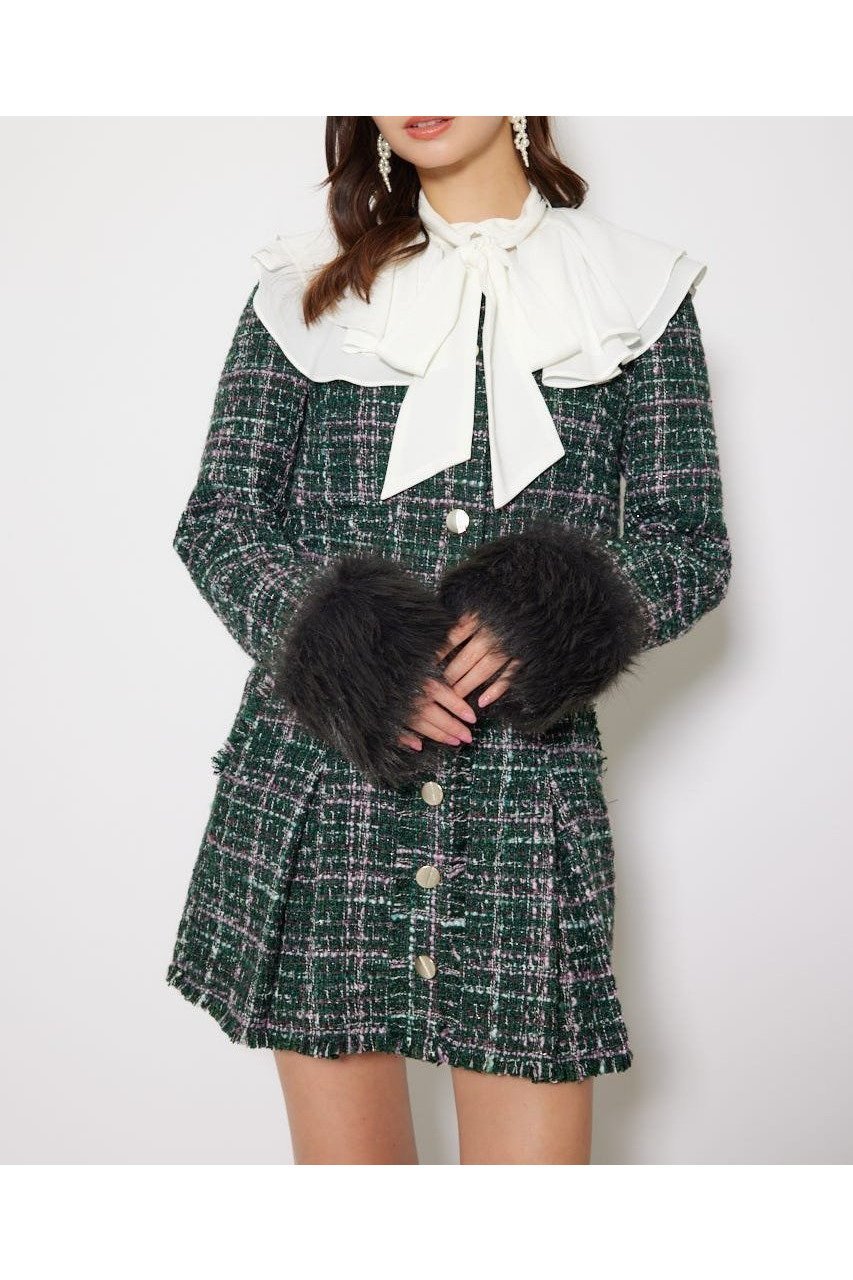 【リエンダ/rienda】の2WAYツイードショートジャケット インテリア・キッズ・メンズ・レディースファッション・服の通販 founy(ファニー) 　ファッション　Fashion　レディースファッション　Fashion for Women　アウター　Coat / Outerwear Collection　レディースジャケット・軽アウター　Jackets　オケージョン　Occasion Wear　ジャケット　Jacket, Outerwear　ツイード　Twill, Twill Weave　フェイクファー　Faux Fur, Imitation Fur　フォックス　Fox, Fox Fur　フロント　Front, Front Design　ボトム　Bottoms, Lower Wear　冬　Winter / This Winter　再入荷　Restock / Back in Stock　エレガント 上品　Elegant　GRN|ID: prp329100004829699 ipo3291000000035153269