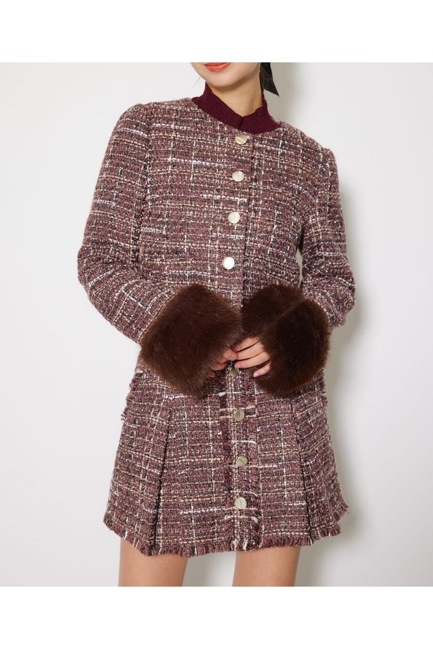 【リエンダ/rienda】の2WAYツイードショートジャケット インテリア・キッズ・メンズ・レディースファッション・服の通販 founy(ファニー) 　ファッション　Fashion　レディースファッション　Fashion for Women　アウター　Coat / Outerwear Collection　レディースジャケット・軽アウター　Jackets　オケージョン　Occasion Wear　ジャケット　Jacket, Outerwear　ツイード　Twill, Twill Weave　フェイクファー　Faux Fur, Imitation Fur　フォックス　Fox, Fox Fur　フロント　Front, Front Design　ボトム　Bottoms, Lower Wear　冬　Winter / This Winter　再入荷　Restock / Back in Stock　エレガント 上品　Elegant　D/RED3|ID: prp329100004829699 ipo3291000000035153272