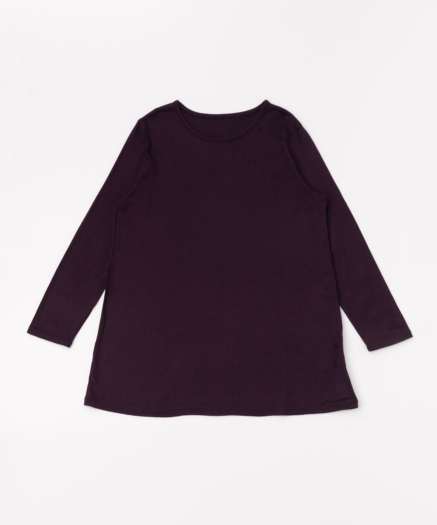 【マドモアゼル ノンノン/Mademoiselle NON NON】のスーパーウォッシャブルウール先染天竺 Aラインチュニック インテリア・キッズ・メンズ・レディースファッション・服の通販 founy(ファニー) 　ファッション　Fashion　レディースファッション　Fashion for Women　トップス・カットソー　Cut & Sew Tops　シルク　Silk, 100% Silk　チュニック　Tunic, Long Top　エレガント 上品　Elegant　別注　Limited Edition, Custom Order　ワイン|ID: prp329100004829709 ipo3291000000035153477