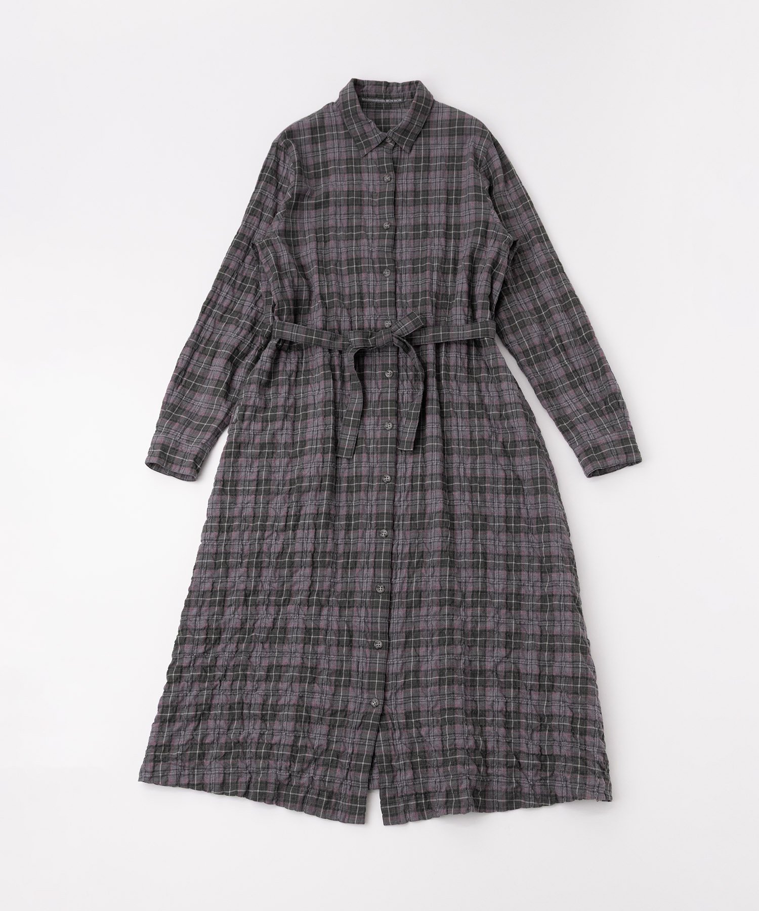 【マドモアゼル ノンノン/Mademoiselle NON NON】のコットンビエラシャーリングチェック シャツワンピース インテリア・キッズ・メンズ・レディースファッション・服の通販 founy(ファニー) 　ファッション　Fashion　レディースファッション　Fashion for Women　ワンピース　Dresses　シャツワンピース / 1枚で着映えコーデ　Shirt Dresses　ウォーム　Warm Fabric　クラシック　Classic, Timeless Style　シャーリング　Shirring, Ruched　チェック　Check, Plaid, Tartan　A/W・秋冬　Autumn/Winter　TOPグレー系|ID: prp329100004829712 ipo3291000000035153492