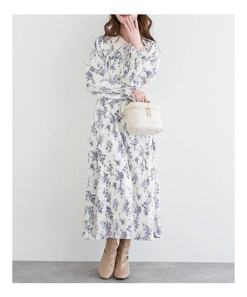 【ルディックパーク/LUDIC PARK】のフロントリボン花柄ワンピース インテリア・キッズ・メンズ・レディースファッション・服の通販 founy(ファニー) ファッション Fashion レディースファッション Fashion for Women ワンピース Dresses スリーブ Sleeve, Long Sleeve / Short Sleeve フラップ Flap, Flap Pocket フロント Front, Front Design ポケット Pocket, Pocket Detail リボン Ribbon, Bow 白|ID: prp329100004829728 ipo3291000000035153565