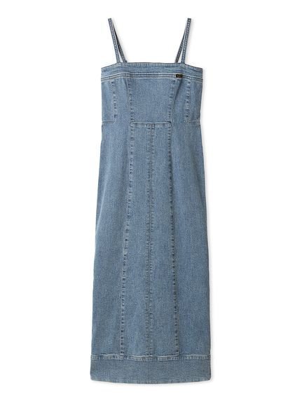 【フレイ アイディー/FRAY I.D】の【Lee× FRAY I.D】ストレートデニムキャミワンピース インテリア・キッズ・メンズ・レディースファッション・服の通販 founy(ファニー) 　ファッション　Fashion　レディースファッション　Fashion for Women　ワンピース　Dresses　キャミソールワンピース　Camisole Dresses　キャミソール　Camisole, Spaghetti Strap Top　切替　Switching, Contrast Panel　ジャケット　Jacket, Outerwear　ストレッチ　Stretch, Stretchy Fabric　ストレート　Straight, Straight Cut　スペシャル　Special, Limited Edition　スマート　Smart, Elegant　セットアップ　Set-Up, Coordinated Outfit　デニム　Denim, Jeans Material　フィット　Fit, Slim Fit　フロント　Front, Front Design　ベーシック　Basic, Essential　ラップ　Wrap, Wrap Design　エレガント 上品　Elegant　BLU[086]|ID: prp329100004829753 ipo3291000000035153993
