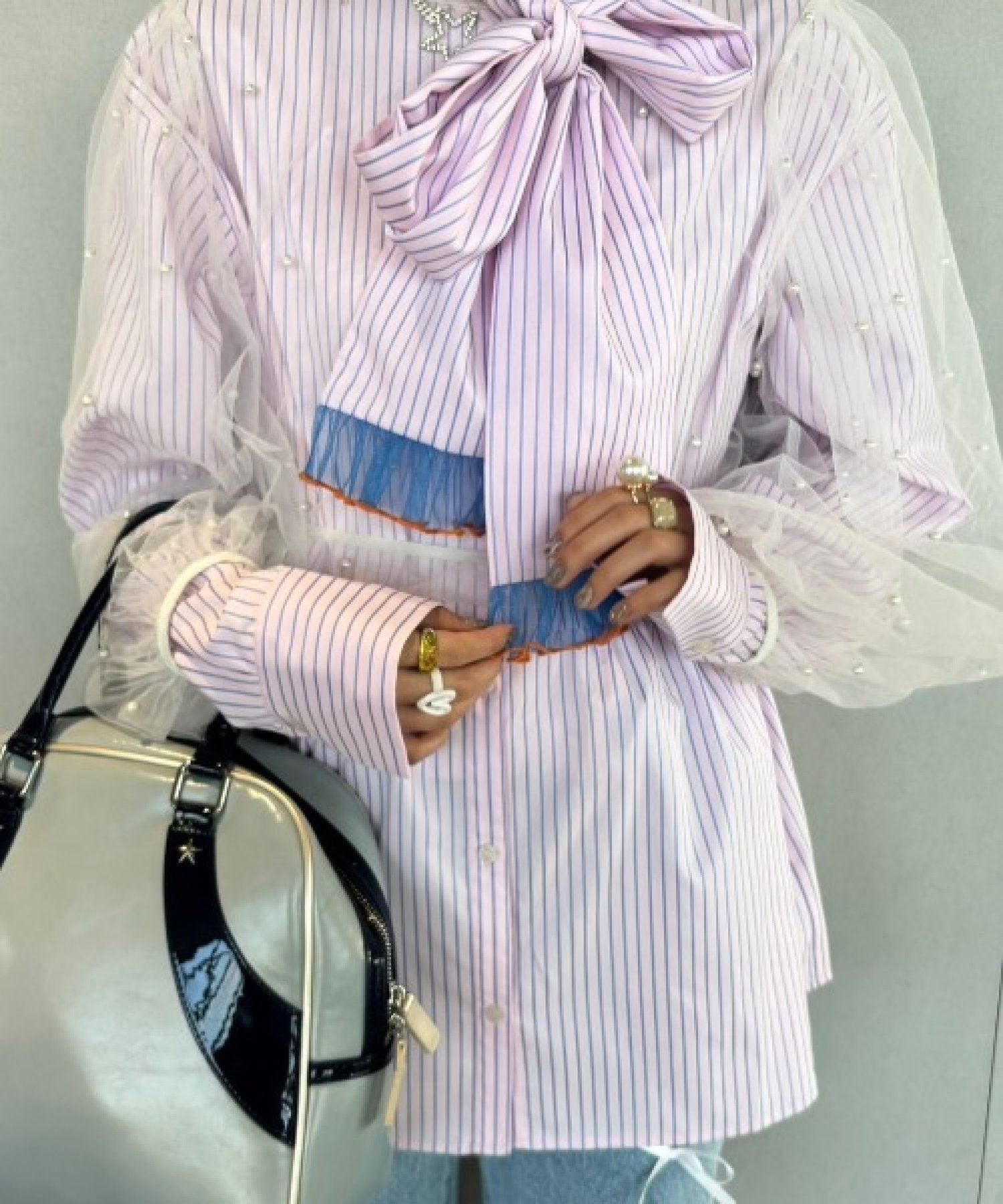 【チャオパニックティピー/CIAOPANIC TYPY】の【HELLO.SANFRANCISCO】【momo企画】ストライプ2wayボウタ インテリア・キッズ・メンズ・レディースファッション・服の通販 founy(ファニー) 　ファッション　Fashion　レディースファッション　Fashion for Women　イエロー　Yellow　シンプル　Simple, Minimal　スウェット / スエット　Sweatshirt, Sweatwear　ストライプ　Stripe, Striped Pattern　スラックス　Slacks, Dress Pants　デニム　Denim, Jeans Material　パープル　Purple, Violet　リボン　Ribbon, Bow　おすすめ　Recommended / Our Picks　ピンク|ID: prp329100004829775 ipo3291000000035154288