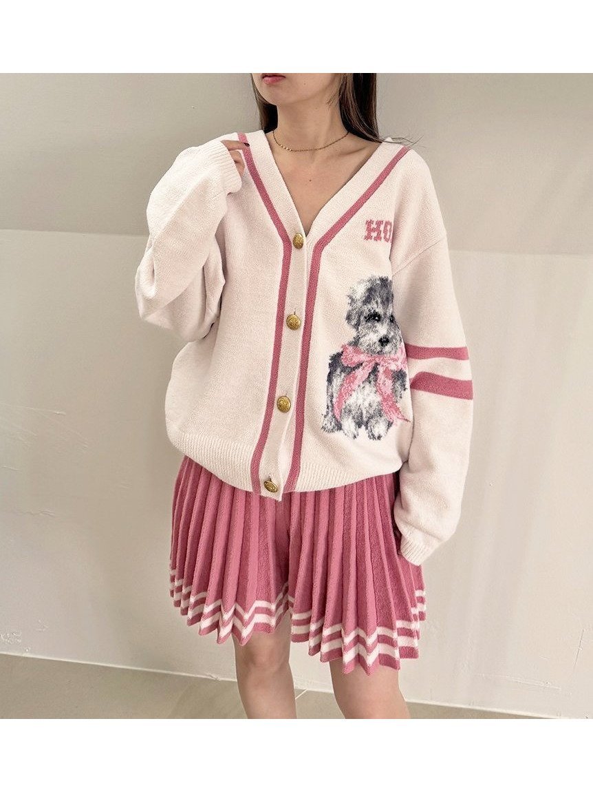 【スナイデル ホーム/SNIDEL HOME】の【SNIDEL HOME × 新木優子】ニットカーディガン インテリア・キッズ・メンズ・レディースファッション・服の通販 founy(ファニー) 　ファッションモデル・俳優・女優　Models　女性　Women　新木優子　Araki Yuko　ファッション　Fashion　レディースファッション　Fashion for Women　トップス・カットソー　Cut & Sew Tops　ニット　Knit Tops & Sweaters　カーディガン・羽織り　Layered Style Cardigans　カーディガン　Cardigan, Knitwear　コラボ　Collaboration, Collab　コレクション　Collection, Seasonal Line　スペシャル　Special, Limited Edition　スマート　Smart, Elegant　女優　Actress Style, Celebrity Inspired　トレンド　Trend, Trending Now　フラワー　Flower, Floral　モチーフ　Motif, Design Theme　リボン　Ribbon, Bow　犬　Dog　LPNK[061]|ID: prp329100004829807 ipo3291000000035154600