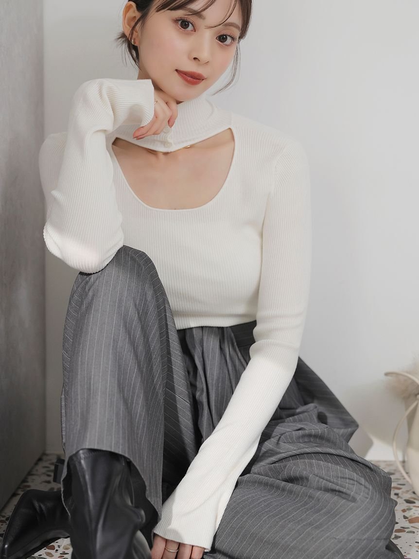 【スナイデル/SNIDEL】の2wayクロップドハイネックプルオーバー 人気、トレンドファッション・服の通販 founy(ファニー) 　ファッション　Fashion　レディースファッション　Fashion for Women　トップス・カットソー　Cut & Sew Tops　カジュアルプルオーバー・ニットトップス　Pullovers & Knit Tops / Casual Pullovers　インナー　Innerwear　ウェーブ　Wavy Pattern　クロップド　Cropped, Short Length　シンプル　Simple, Minimal　ストレート　Straight, Straight Cut　スマート　Smart, Elegant　デコルテ　Décolleté, Neckline　トレンド　Trend, Trending Now　ハイネック　High Neck, Mock Neck　フィット　Fit, Slim Fit　フロント　Front, Front Design　ミニスカート　Mini Skirt, Short Skirt　リブニット　Rib Knit, Ribbed Knit　おすすめ　Recommended / Our Picks　 other-1|ID: prp329100004829885 ipo3291000000035155440