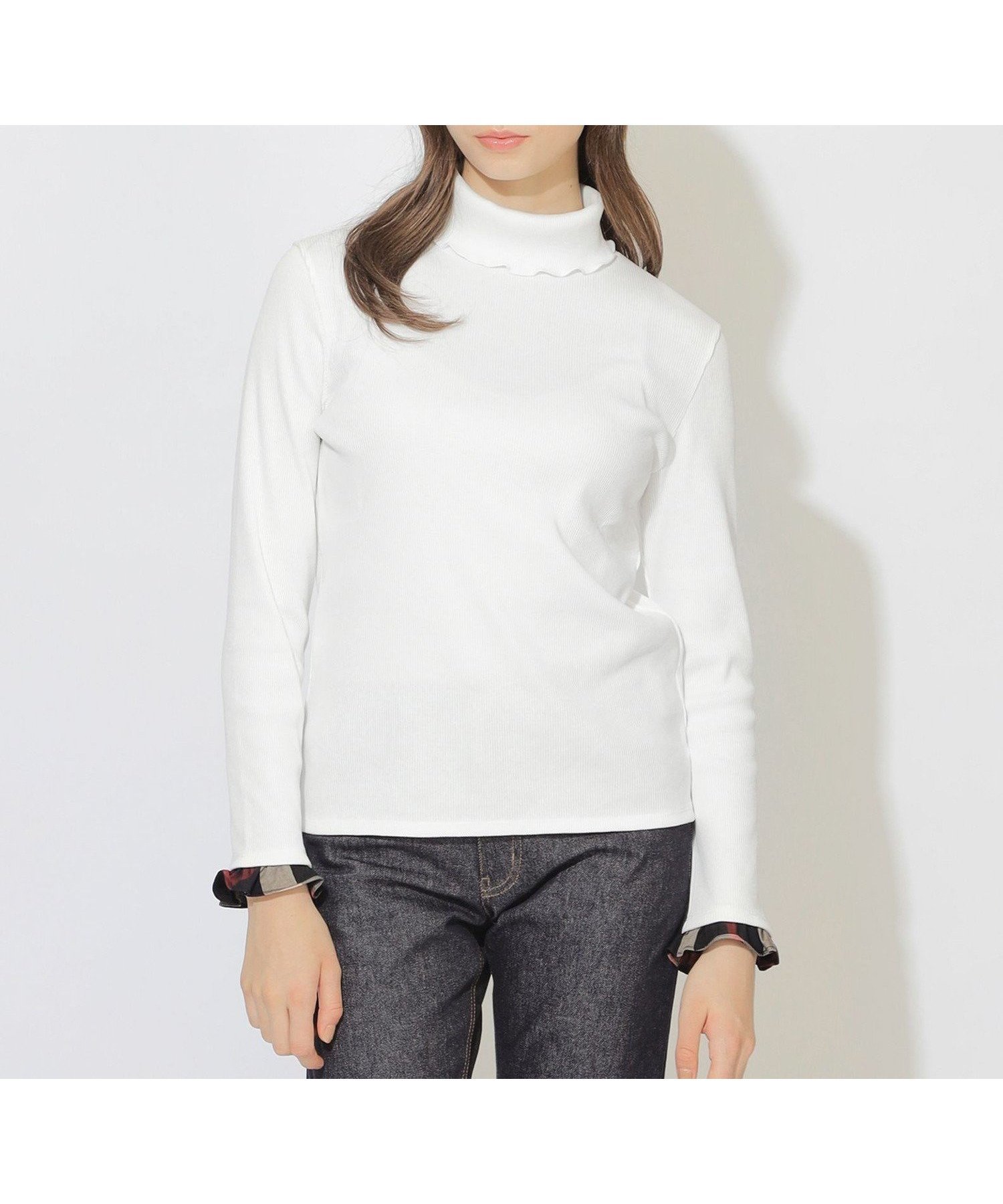 【ブルーレーベル クレストブリッジ/BLUE LABEL CRESTBRIDGE】の【Quiet checkシリーズ】ハイネックインナー 人気、トレンドファッション・服の通販 founy(ファニー) 　ファッション　Fashion　レディースファッション　Fashion for Women　インナー　Innerwear　コンパクト　Compact, Small Size　シンプル　Simple, Minimal　タートル　Turtleneck, Turtle Collar　タートルネック　Turtleneck, High Neck　チェック　Check, Plaid, Tartan　トレンド　Trend, Trending Now　ハイネック　High Neck, Mock Neck　バランス　Balance, Style Balance　フリル　Frill, Ruffle　 other-1|ID: prp329100004829904 ipo3291000000035155617