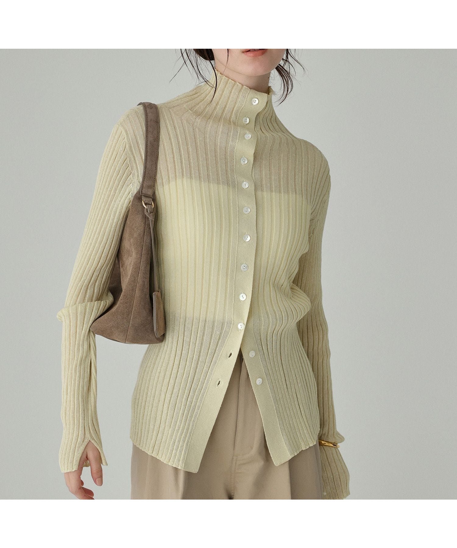 【バビロン/BABYLONE / KIDS】の2wayシアーリブニット 人気、トレンドファッション・服の通販 founy(ファニー) 　ファッション　Fashion　キッズファッション　Fashion for Kids　春　Spring　スリット　Slit, Slit Detail　トレンド　Trend, Trending Now　ハイネック　High Neck, Mock Neck　リネン　Linen, Linen Fabric　ワイドリブ　Wide Rib, Wide Ribbed Knit　再入荷　Restock / Back in Stock　おすすめ　Recommended / Our Picks　 other-1|ID: prp329100004829907 ipo3291000000035155639