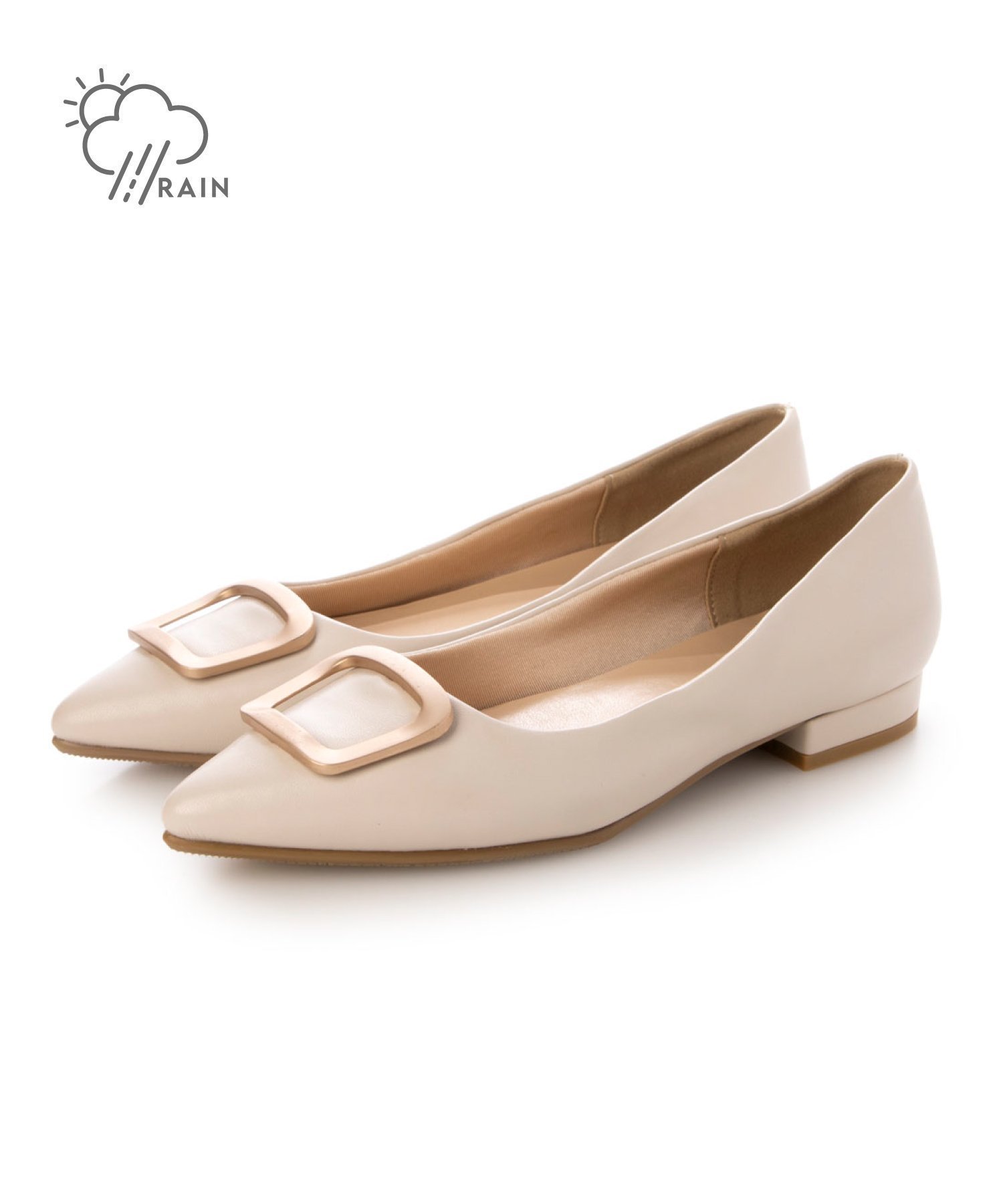 【イーボル/EVOL】の【晴雨兼用・柔らかい】ゴールドバックルポインテッドパンプス インテリア・キッズ・メンズ・レディースファッション・服の通販 founy(ファニー) 　ファッション　Fashion　レディースファッション　Fashion for Women　バッグ　Bags　オケージョン　Occasion Wear　クッション　Cushion, Throw Pillow　今季　This Season, Current Season　ストッキング　Stockings, Sheer Tights　ソックス　Socks, Hosiery　トレンド　Trend, Trending Now　定番　Standard, Basic Item　人気　Popular, Best Seller　フィット　Fit, Slim Fit　フラット　Flat, Flat Shoes　ベーシック　Basic, Essential　ポインテッド　Pointed Toe, Sharp Toe　レイン　Rain, Rainproof　ロング　Long, Long-Length　エレガント 上品　Elegant　結婚式　Wedding　ビジネス 仕事 通勤　Business / Work / Commuting　2025年　2025　2025春夏・S/S　Spring/Summer 2025 SS25　IV|ID: prp329100004829919 ipo3291000000035155725