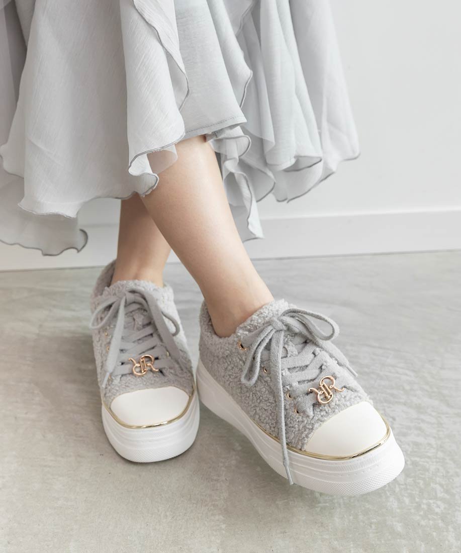 【ランダ/RANDA】の2WAYモノグラムパーツボアスニーカー インテリア・キッズ・メンズ・レディースファッション・服の通販 founy(ファニー) 　ファッション　Fashion　レディースファッション　Fashion for Women　クッション　Cushion, Throw Pillow　スニーカー　Sneakers, Trainers　GRAY|ID: prp329100004829933 ipo3291000000035155860