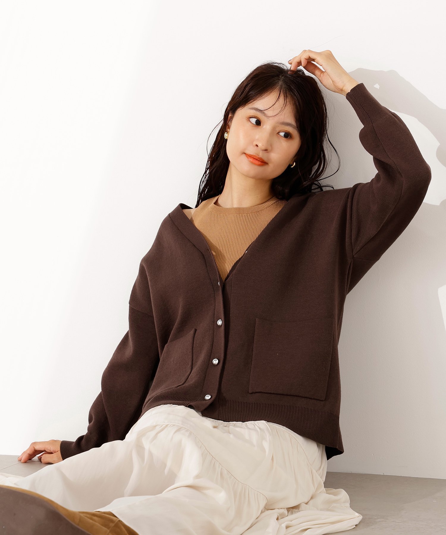 【エヌ ナチュラルビューティーベーシック/N.Natural Beauty basic】のスウェットライクフォルムカーディガン インテリア・キッズ・メンズ・レディースファッション・服の通販 founy(ファニー) 　ファッション　Fashion　レディースファッション　Fashion for Women　トップス・カットソー　Cut & Sew Tops　カーディガン・羽織り　Layered Style Cardigans　レディースパーカー・カジュアルフーディー　Casual Hoodies & Sweatshirts　スウェット・クルーネックトップス　Sweatshirts & Crewnecks / Relaxed Fit Sweat Tops　インナー　Innerwear　カーディガン　Cardigan, Knitwear　シルバー　Silver, Metallic Silver　フォルム　Silhouette, Form　ブラウン|ID: prp329100004829947 ipo3291000000035156050