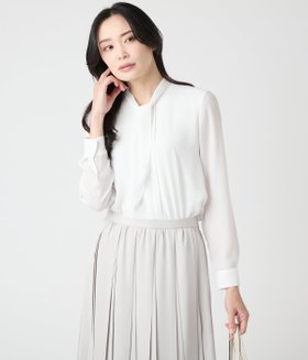 【ニューヨーカー/NEWYORKER】の梨地×TR天竺 長袖ボウタイカットソー 人気、トレンドファッション・服の通販 founy(ファニー) ファッション Fashion レディースファッション Fashion for Women トップス・カットソー Cut & Sew Tops カットソー・ベーシックTシャツ Cut-and-Sewn Tops / Stretch Tees & Basics インナー Innerwear カットソー Cut and Sewn Top ジャケット Jacket, Outerwear フロント Front, Front Design ベーシック Basic, Essential エレガント 上品 Elegant 夏 Summer 春 Spring S/S・春夏 SS, Spring/Summer, Warm Season 長袖 Long Sleeve, Full Sleeve |ID:prp329100004829977