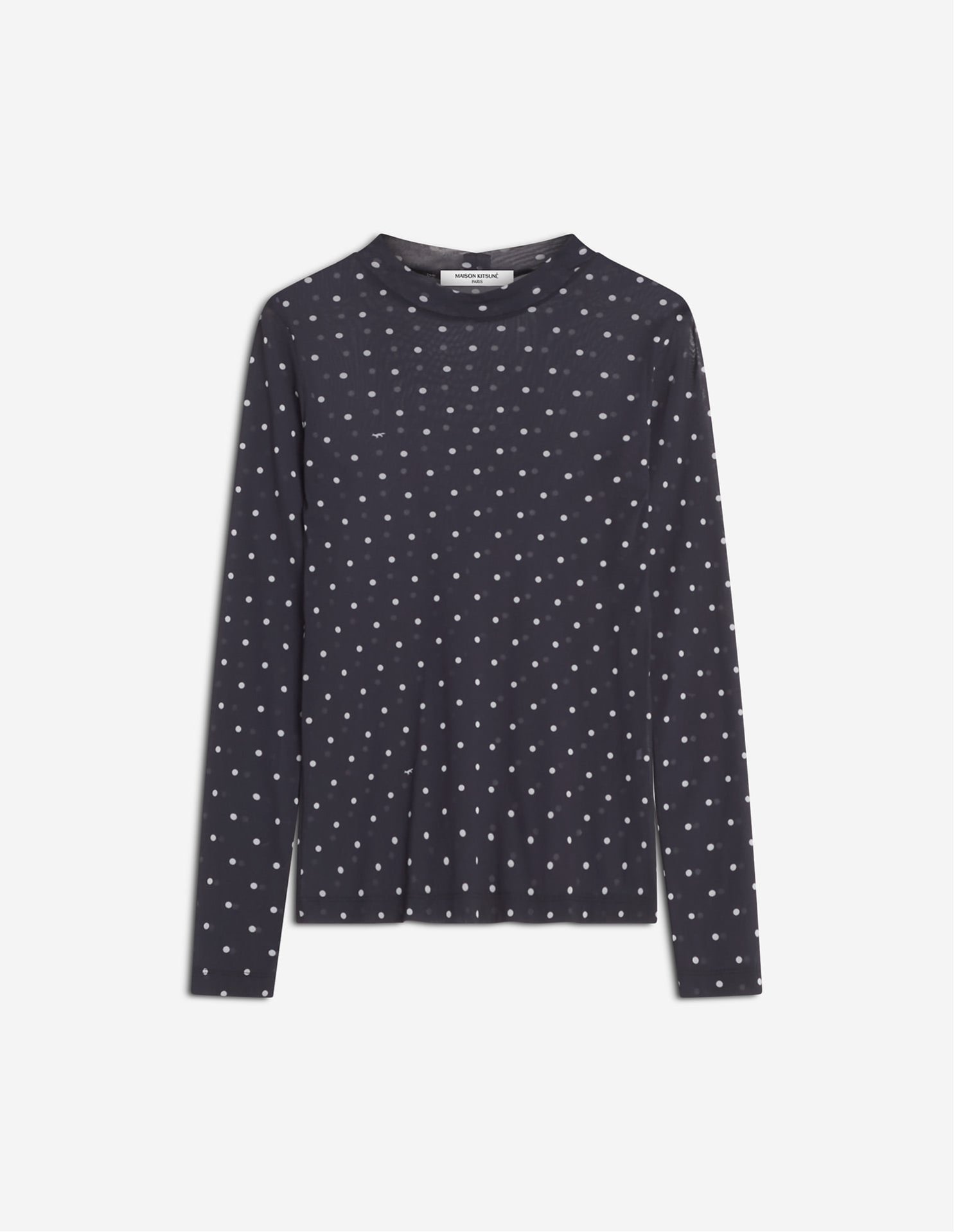 【メゾン キツネ/MAISON KITSUNE】のMAISON KITSUNE/POLKA DOT FOX MESH TOP インテリア・キッズ・メンズ・レディースファッション・服の通販 founy(ファニー) 　ファッション　Fashion　レディースファッション　Fashion for Women　ワンピース　Dresses　冬　Winter / This Winter　フィット　Fit, Slim Fit　フレンチ　French, French Style　ラウンド　Round, Round Neck　エレガント 上品　Elegant　A/W・秋冬　Autumn/Winter　BLACK/WHITE|ID: prp329100004830002 ipo3291000000035156409