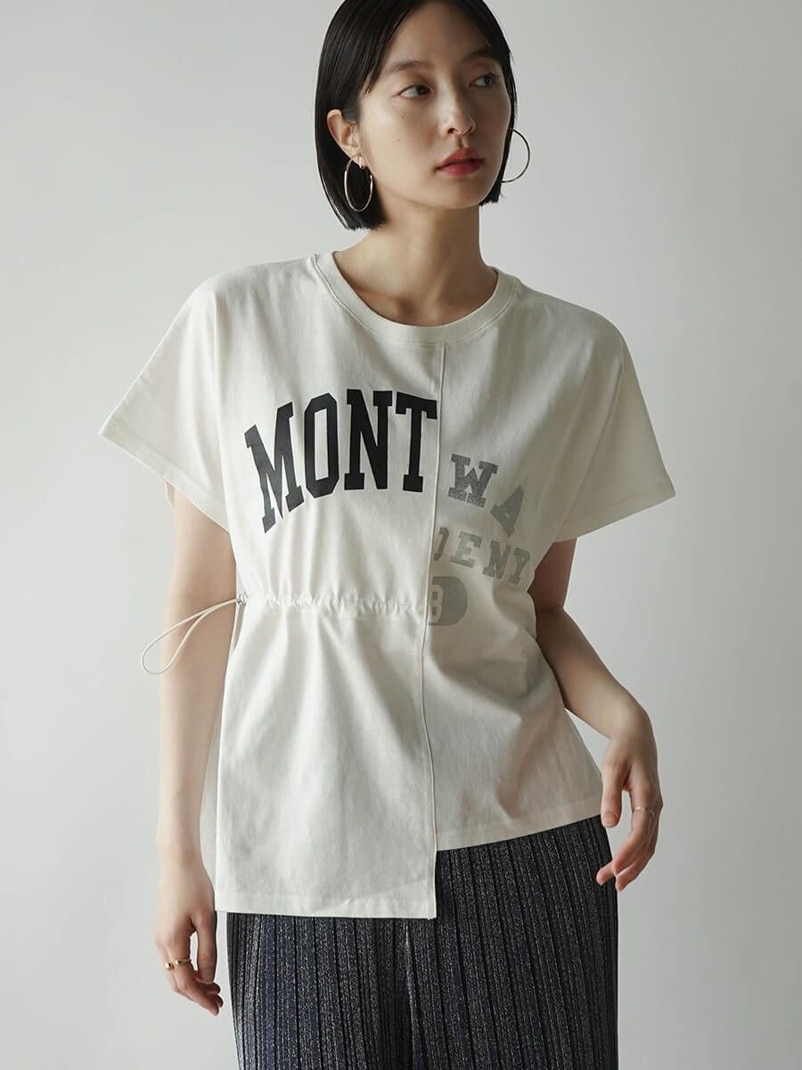 【ラシュッド/LASUD】のアシメヘムドロストロゴTシャツ インテリア・キッズ・メンズ・レディースファッション・服の通販 founy(ファニー) ファッション Fashion レディースファッション Fashion for Women トップス・カットソー Cut & Sew Tops シャツ・ブラウス・オフィスカジュアル Elegant Blouses & Button-Ups ロングTシャツ・Tシャツ Longline T-Shirts & Tees フロント Front, Front Design オフホワイト|ID: prp329100004830028 ipo3291000000035156496