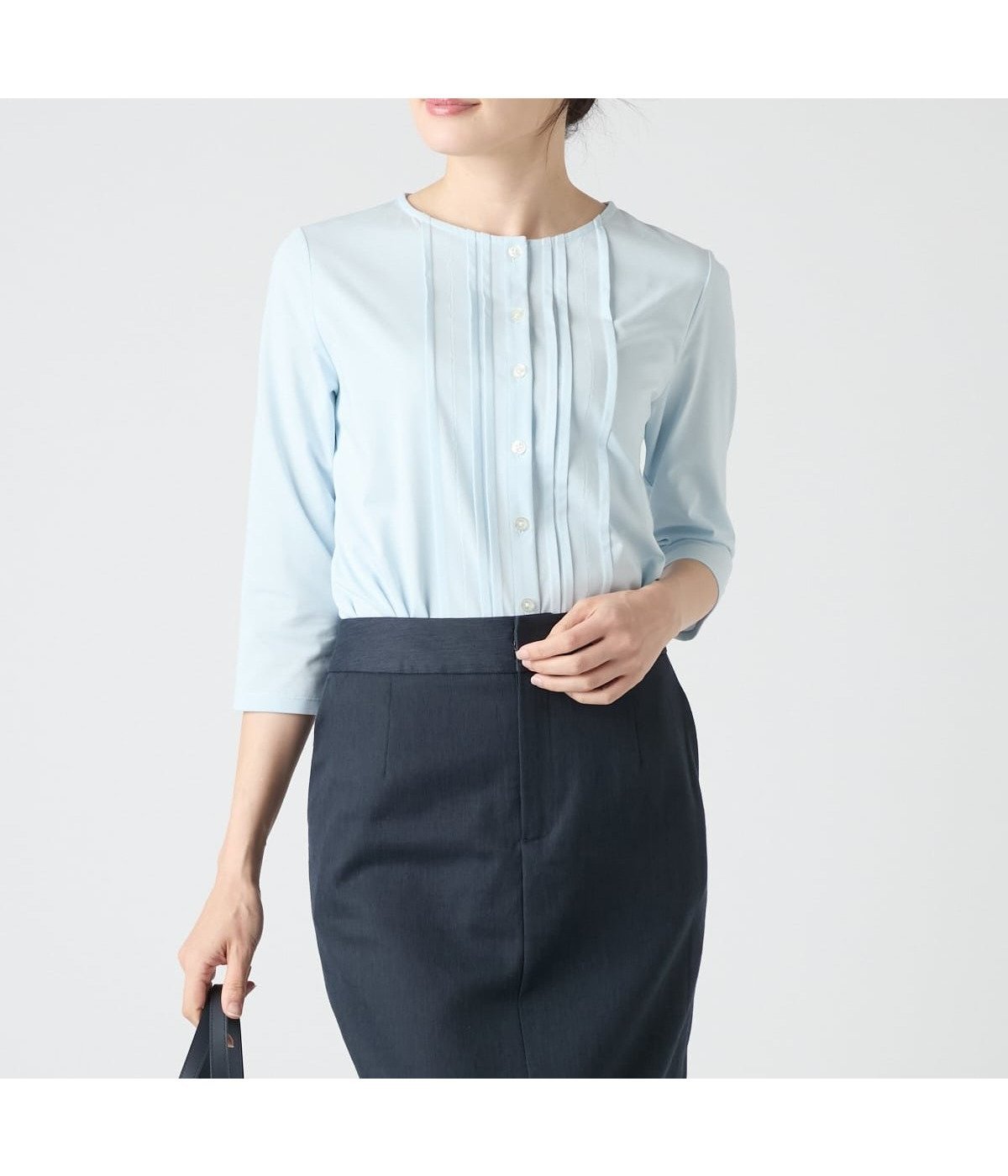 【ニューヨーカー/NEWYORKER】の【吸水速乾】コンフォートプレーティング天竺 7分袖カットソー インテリア・キッズ・メンズ・レディースファッション・服の通販 founy(ファニー) ファッション Fashion レディースファッション Fashion for Women トップス・カットソー Cut & Sew Tops カットソー・ベーシックTシャツ Cut-and-Sewn Tops / Stretch Tees & Basics 春 Spring カットソー Cut and Sewn Top カーディガン Cardigan, Knitwear 吸水 Absorbent, Quick-Dry シンプル Simple, Minimal フロント Front, Front Design ベーシック Basic, Essential S/S・春夏 SS, Spring/Summer, Warm Season 夏 Summer エレガント 上品 Elegant サックス|ID: prp329100004830038 ipo3291000000035156623