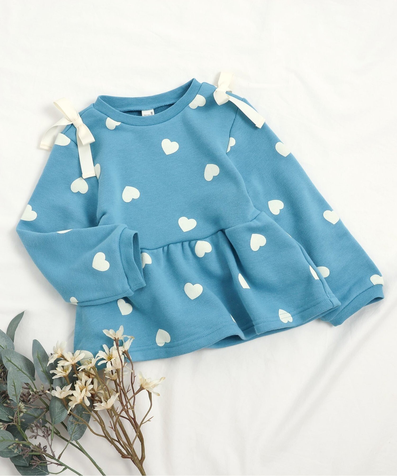 【エフオー オンラインストア/F.O.Online Store / KIDS】のWEB限定 肩リボンペプラムトレーナー インテリア・キッズ・メンズ・レディースファッション・服の通販 founy(ファニー) 　ファッション　Fashion　キッズファッション　Fashion for Kids　トレーナー　Sweatshirt, Trainer　ブルー|ID: prp329100004830170 ipo3291000000035158107