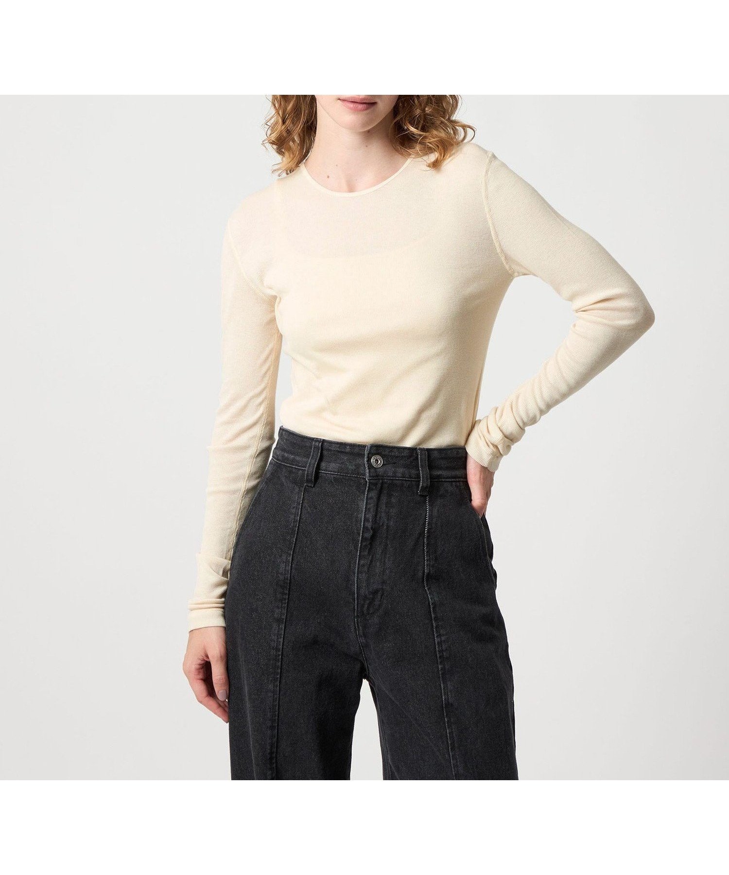 【ビューティ&ユース ユナイテッドアローズ/BEAUTY&YOUTH / UNITED ARROWS】のSteven Alan コットン シルク リブ クルーネック カットソー インテリア・キッズ・メンズ・レディースファッション・服の通販 founy(ファニー) 　ファッション　Fashion　レディースファッション　Fashion for Women　トップス・カットソー　Cut & Sew Tops　カットソー・ベーシックTシャツ　Cut-and-Sewn Tops / Stretch Tees & Basics　おすすめ　Recommended / Our Picks　インナー　Innerwear　カットソー　Cut and Sewn Top　シルク　Silk, 100% Silk　タートルネック　Turtleneck, High Neck　フィット　Fit, Slim Fit　定番　Standard, Basic Item　OFF WHITE|ID: prp329100004830171 ipo3291000000035158115