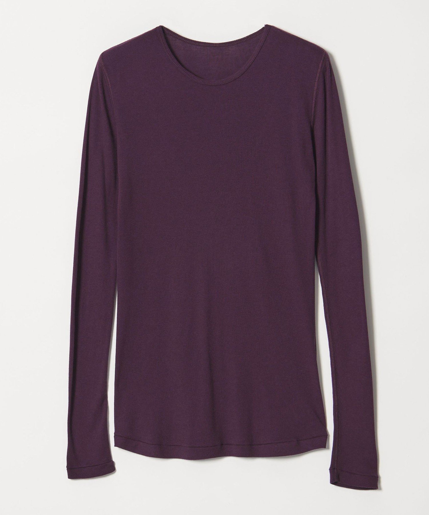 【ビューティ&ユース ユナイテッドアローズ/BEAUTY&YOUTH / UNITED ARROWS】のSteven Alan コットン シルク リブ クルーネック カットソー インテリア・キッズ・メンズ・レディースファッション・服の通販 founy(ファニー) 　ファッション　Fashion　レディースファッション　Fashion for Women　トップス・カットソー　Cut & Sew Tops　カットソー・ベーシックTシャツ　Cut-and-Sewn Tops / Stretch Tees & Basics　おすすめ　Recommended / Our Picks　インナー　Innerwear　カットソー　Cut and Sewn Top　シルク　Silk, 100% Silk　タートルネック　Turtleneck, High Neck　フィット　Fit, Slim Fit　定番　Standard, Basic Item　PURPLE|ID: prp329100004830171 ipo3291000000035158119