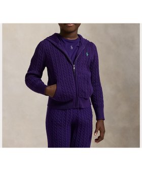 【ラルフローレン/RALPH LAUREN / KIDS】の(ガールズ 2才~6才)ミニケーブル コットン フルジップ フーディ 人気、トレンドファッション・服の通販 founy(ファニー) ファッション Fashion キッズファッション Fashion for Kids カフス Cuff Design 長袖 Long Sleeve, Full Sleeve ポケット Pocket, Pocket Detail リブニット Rib Knit, Ribbed Knit |ID:prp329100004830189