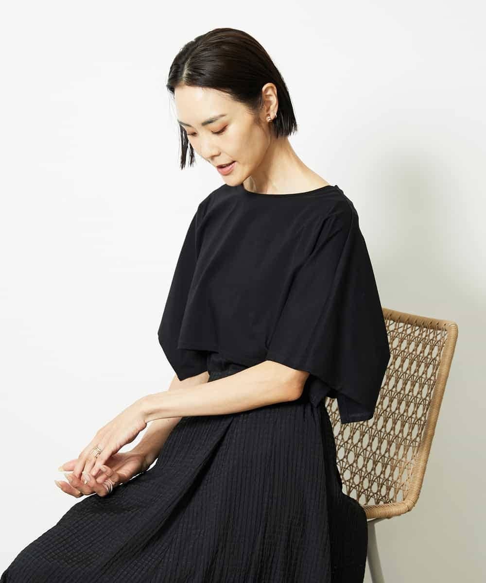 【ミッシェルクラン/MICHEL KLEIN】のケープスリーブカットソー 人気、トレンドファッション・服の通販 founy(ファニー) 　ファッション　Fashion　レディースファッション　Fashion for Women　トップス・カットソー　Cut & Sew Tops　カットソー・ベーシックTシャツ　Cut-and-Sewn Tops / Stretch Tees & Basics　洗える　Machine Washable　カットソー　Cut and Sewn Top　シルケット　Silket, Silky Cotton　シンプル　Simple, Minimal　スタイリッシュ　Stylish, Fashionable　スリーブ　Sleeve, Long Sleeve / Short Sleeve　タンク　Tank Top, Sleeveless Top　ダウン　Down, Puffer　トレンド　Trend, Trending Now　バランス　Balance, Style Balance　フレア　Flare, Flared　ベーシック　Basic, Essential　メッシュ　Mesh, Net Fabric　リラックス　Relax, Relaxed Fit　再入荷　Restock / Back in Stock　おすすめ　Recommended / Our Picks　夏　Summer　 other-1|ID: prp329100004830201 ipo3291000000035158515