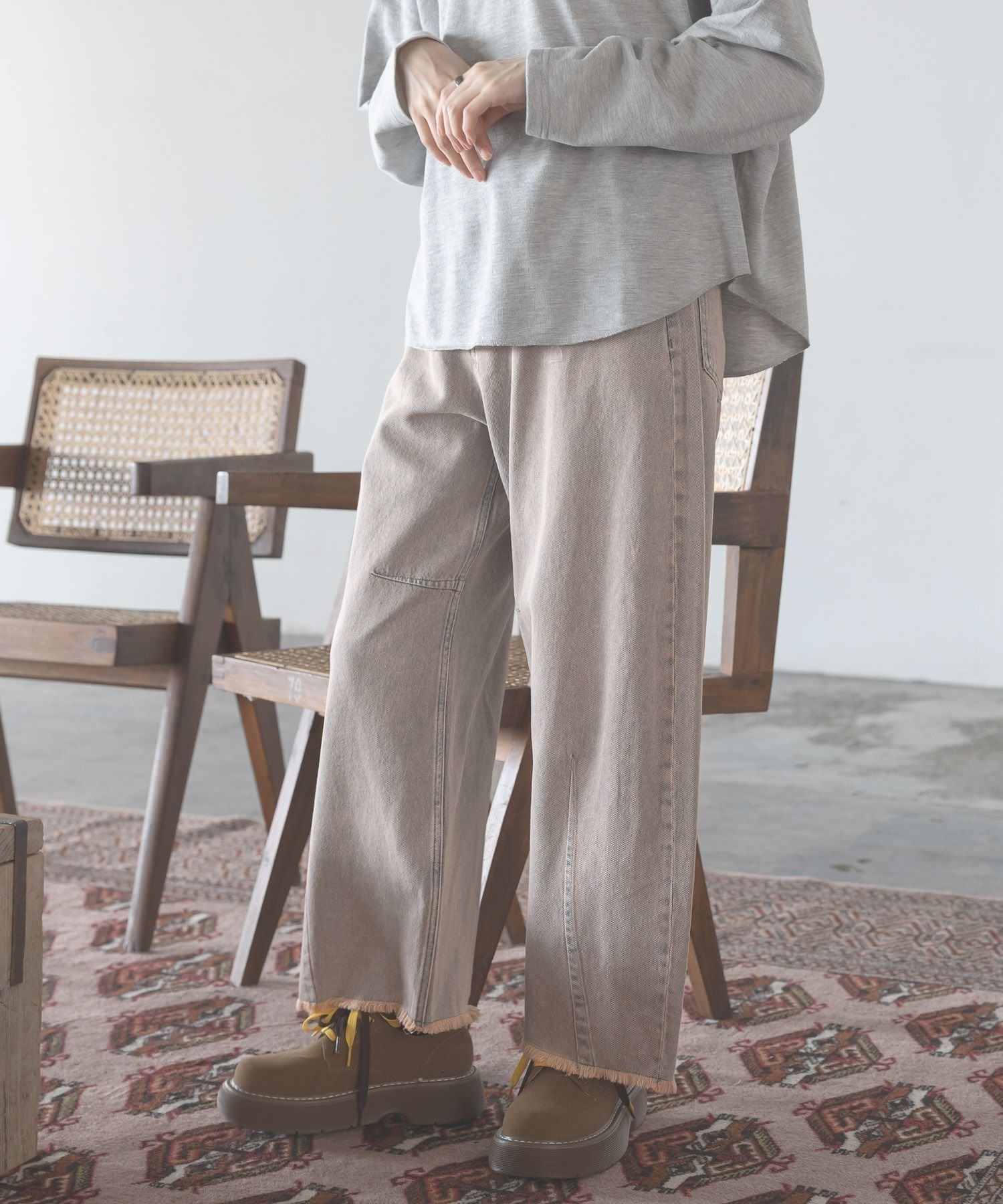 【ニコアンド/niko and】のセルフカットカーブパンツ インテリア・キッズ・メンズ・レディースファッション・服の通販 founy(ファニー) 　ファッション　Fashion　レディースファッション　Fashion for Women　パンツ　Pants & Trousers　インディゴ　Indigo Denim　シンプル　Simple, Minimal　ストライプ　Stripe, Striped Pattern　デニム　Denim, Jeans Material　トレンド　Trend, Trending Now　バランス　Balance, Style Balance　フェミニン　Feminine, Girly　フリンジ　Fringe, Tassel　ブルゾン　Blouson, Bomber Jacket　ベーシック　Basic, Essential　おすすめ　Recommended / Our Picks　ピンクオーバーダイ|ID: prp329100004830214 ipo3291000000035158667