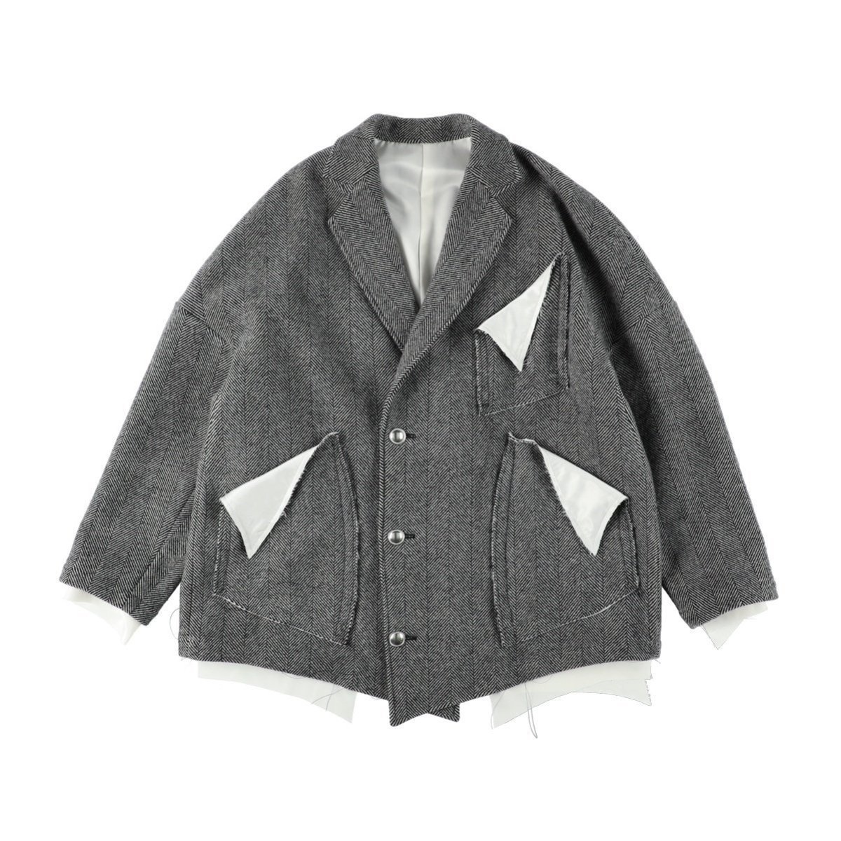 【その他のブランド/Other】の【25AW】 sulvam ショートブロークンコート インテリア・キッズ・メンズ・レディースファッション・服の通販 founy(ファニー) 　ファッション　Fashion　メンズファッション　Fashion for Men　2025年　2025　2025-2026秋冬・A/W　Autumn/Winter 2025–26 AW25–26　ショルダー　Shoulder, Shoulder Strap　ショート　Short, Short Length　ドロップ　Drop Shoulder, Dropped Style　ポケット　Pocket, Pocket Detail　WHITE×BLACK|ID: prp329100004830220 ipo3291000000035158717