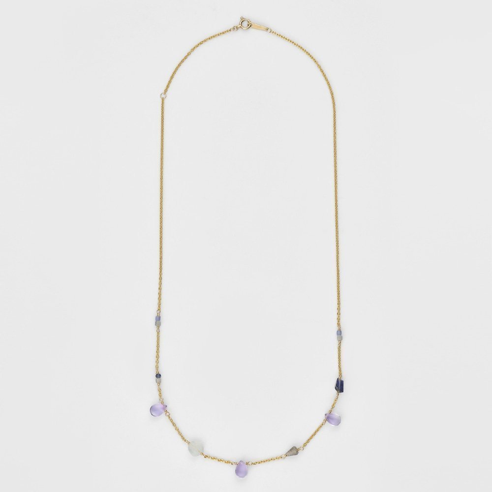 【アガット/agete】のゴールドマルチストーンネックレス インテリア・キッズ・メンズ・レディースファッション・服の通販 founy(ファニー) 　ファッション　Fashion　レディースファッション　Fashion for Women　ジュエリー　Jewelry　ネックレス　Necklaces & Pendants　シンプル　Simple, Minimal　ストーン　Stone, Gem-Like　チェーン　Chain, Chain Strap　ネックレス　Necklace, Pendant Necklace　パープル　Purple, Violet　ベーシック　Basic, Essential　人気　Popular, Best Seller　ミックス|ID: prp329100004830235 ipo3291000000035158843