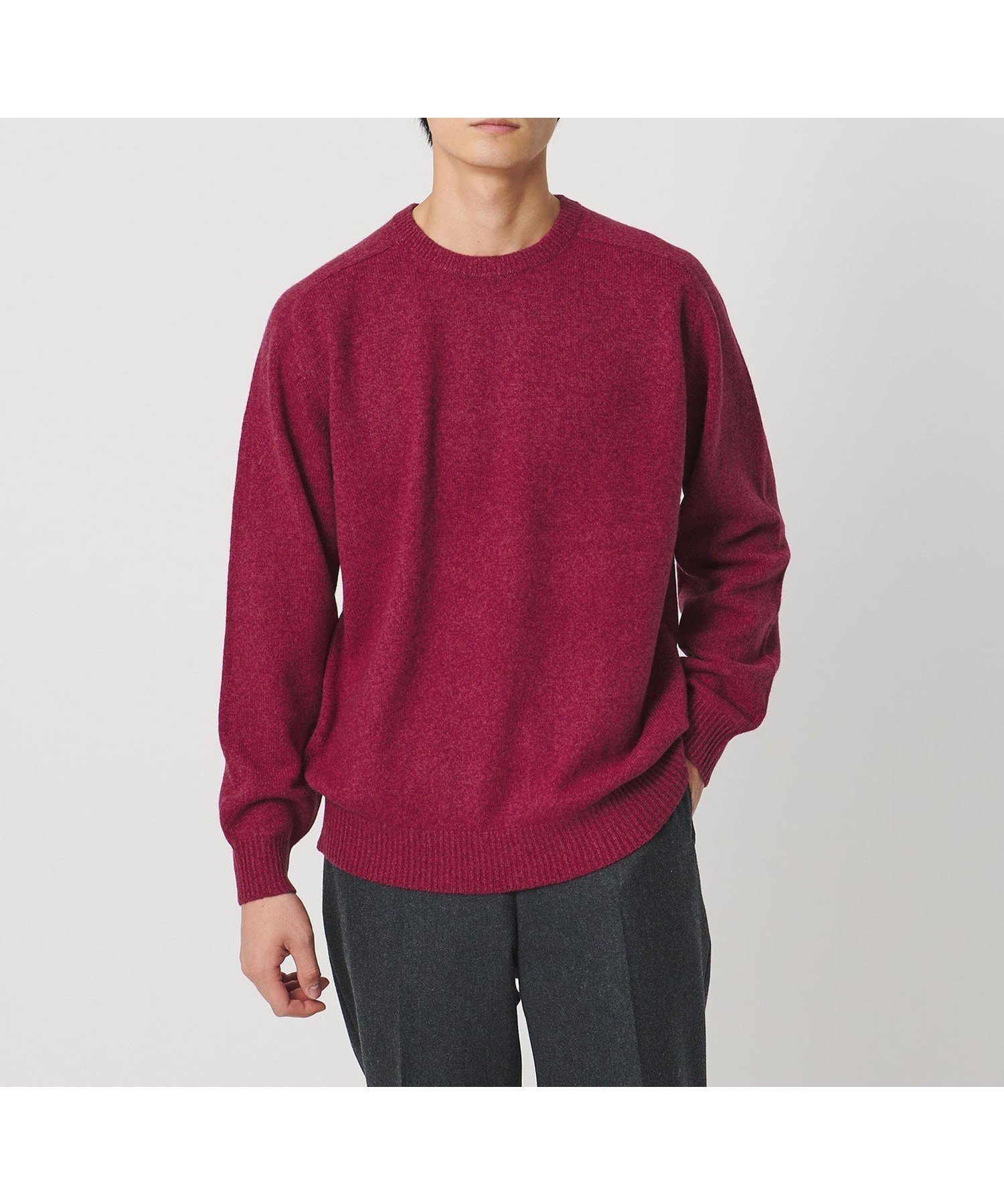 【ユナイテッドアローズ/UNITED ARROWS / MEN】のウール カシミヤ ミドルゲージ クルーネック ニット インテリア・キッズ・メンズ・レディースファッション・服の通販 founy(ファニー) 　ファッション　Fashion　メンズファッション　Fashion for Men　イタリア　Italy　ショルダー　Shoulder, Shoulder Strap　デニム　Denim, Jeans Material　フィット　Fit, Slim Fit　ミドル　Middle Length, Mid Height　ラグジュアリー　Luxury, Elegant　リラックス　Relax, Relaxed Fit　冬　Winter / This Winter　PINK|ID: prp329100004830250 ipo3291000000035158927