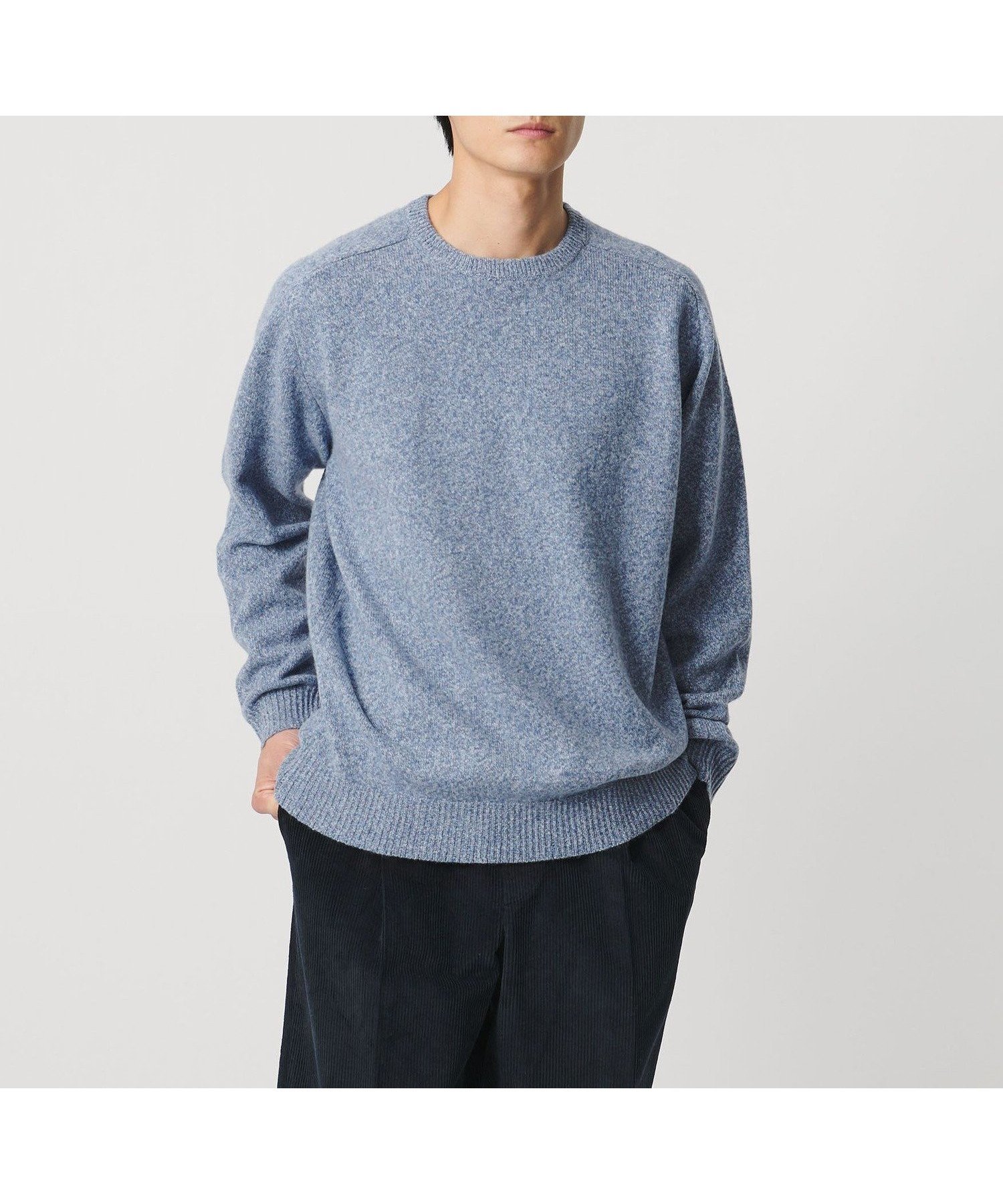 【ユナイテッドアローズ/UNITED ARROWS / MEN】のウール カシミヤ ミドルゲージ クルーネック ニット インテリア・キッズ・メンズ・レディースファッション・服の通販 founy(ファニー) 　ファッション　Fashion　メンズファッション　Fashion for Men　イタリア　Italy　ショルダー　Shoulder, Shoulder Strap　デニム　Denim, Jeans Material　フィット　Fit, Slim Fit　ミドル　Middle Length, Mid Height　ラグジュアリー　Luxury, Elegant　リラックス　Relax, Relaxed Fit　冬　Winter / This Winter　LT.BLUE|ID: prp329100004830250 ipo3291000000035158931