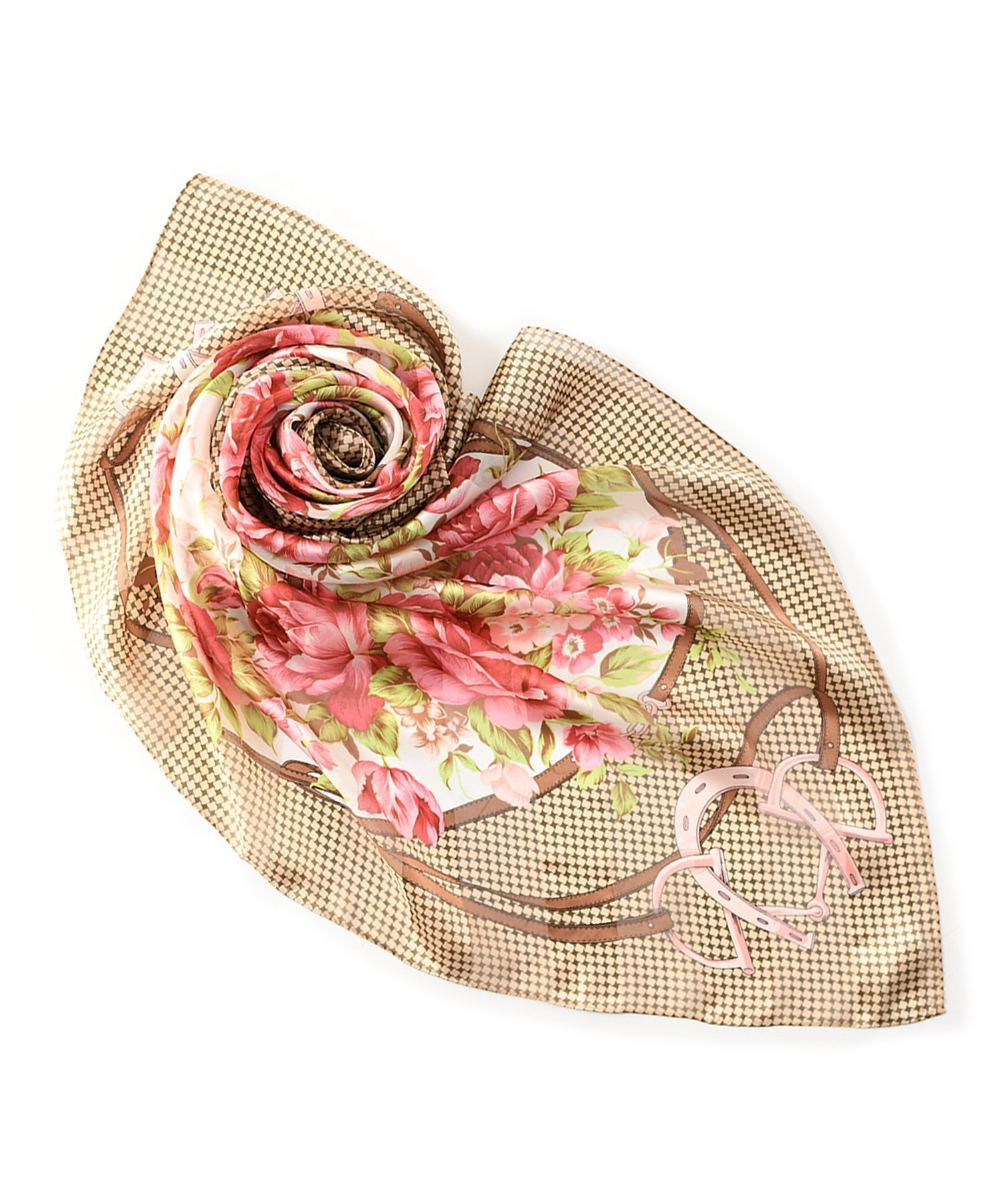 【その他のブランド/Other】の【キヌフローレス】シルク100% 日本製 横浜スカーフ 千鳥ブーケ インテリア・キッズ・メンズ・レディースファッション・服の通販 founy(ファニー) 　ファッション　Fashion　レディースファッション　Fashion for Women　イタリア　Italy　シルク　Silk, 100% Silk　スカーフ　Scarf, Neckwear　スクエア　Square, Square Shape　ストライプ　Stripe, Striped Pattern　フェミニン　Feminine, Girly　フランス　France, French　プリント　Print, Printed Pattern　ミックス　Mix, Mixed Style　日本製　Made In Japan　ジェントルピンク|ID: prp329100004830285 ipo3291000000035159250