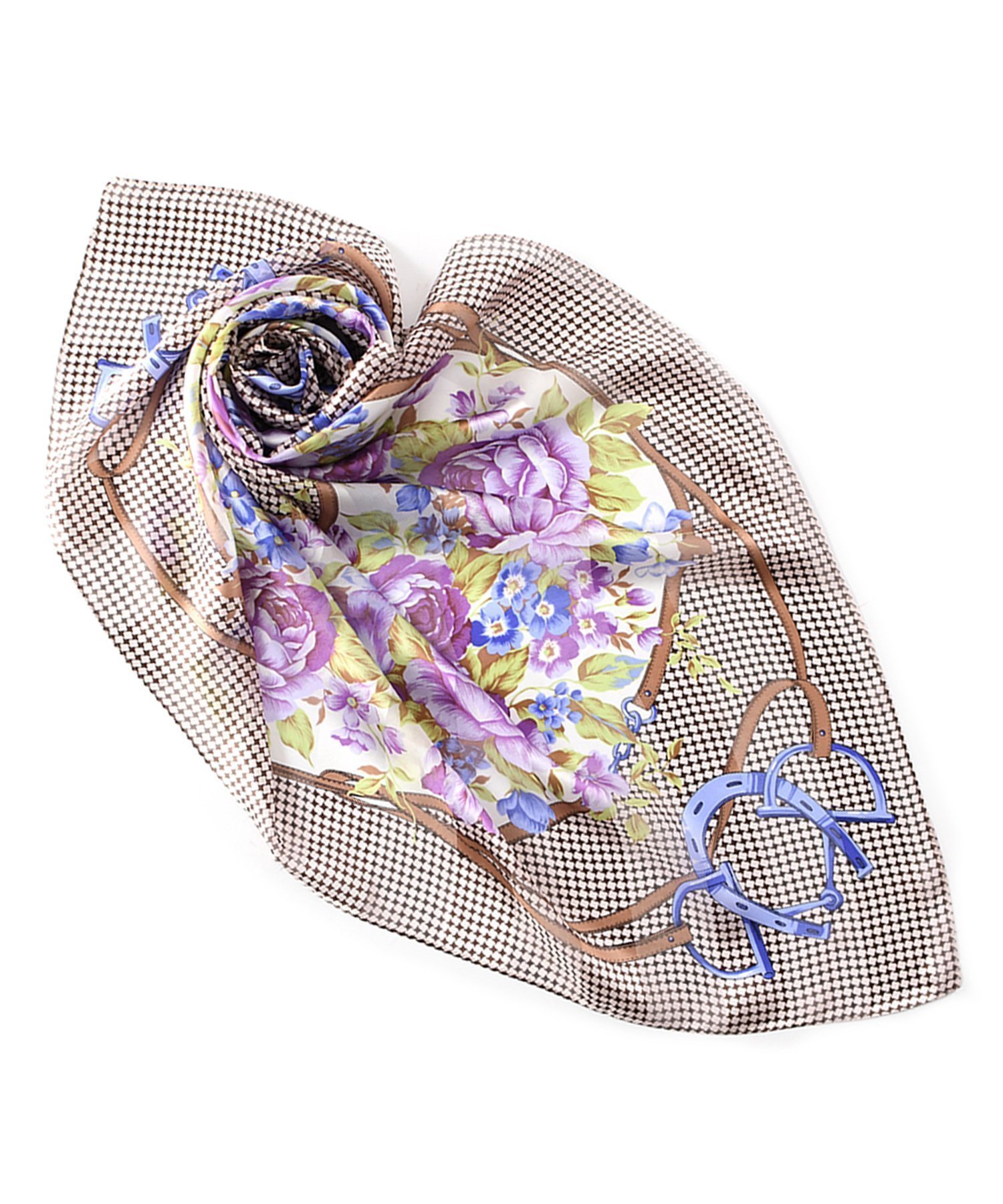 【その他のブランド/Other】の【キヌフローレス】シルク100% 日本製 横浜スカーフ 千鳥ブーケ インテリア・キッズ・メンズ・レディースファッション・服の通販 founy(ファニー) 　ファッション　Fashion　レディースファッション　Fashion for Women　イタリア　Italy　シルク　Silk, 100% Silk　スカーフ　Scarf, Neckwear　スクエア　Square, Square Shape　ストライプ　Stripe, Striped Pattern　フェミニン　Feminine, Girly　フランス　France, French　プリント　Print, Printed Pattern　ミックス　Mix, Mixed Style　日本製　Made In Japan　ソフトラベンダー|ID: prp329100004830285 ipo3291000000035159253