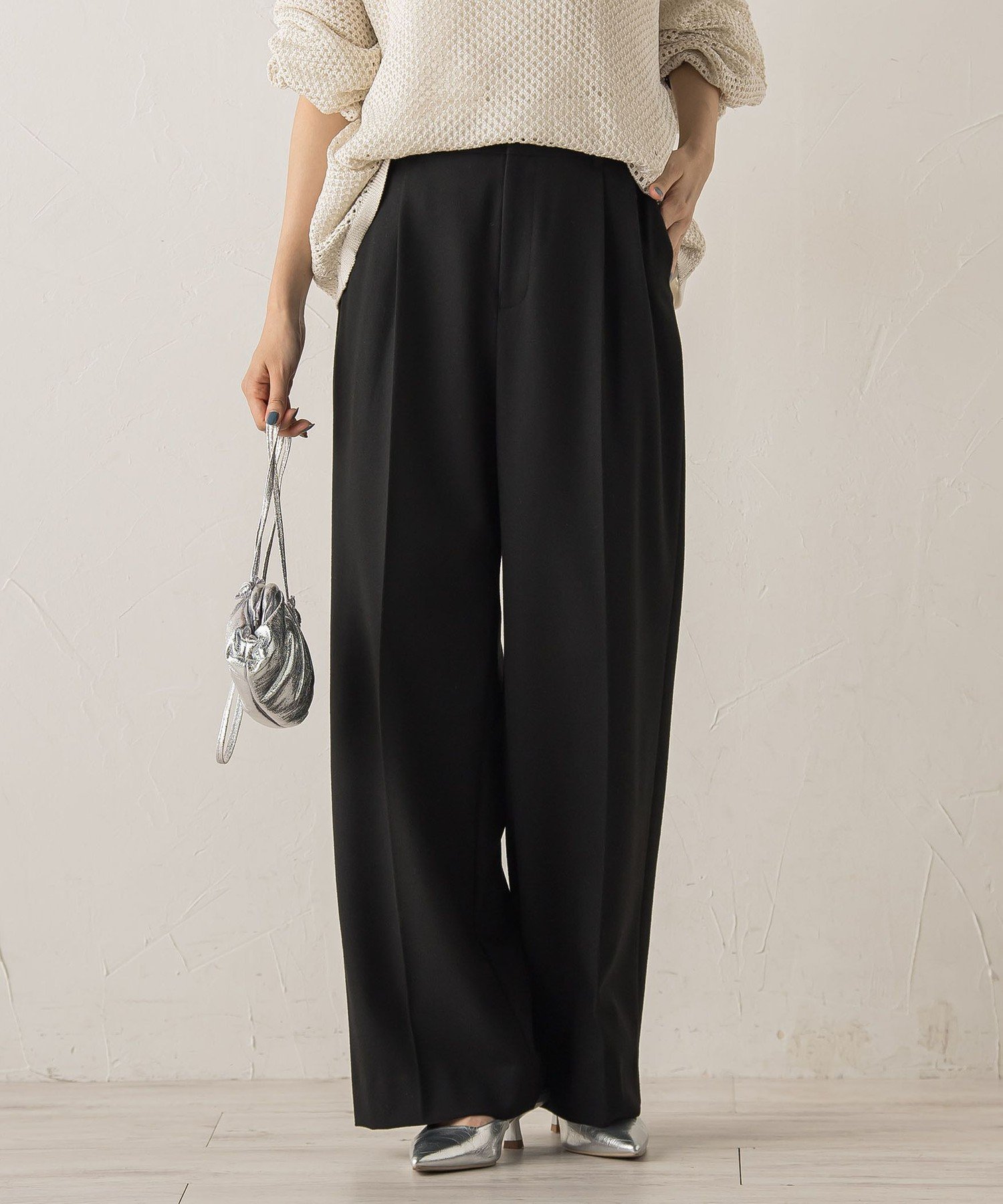 【ドロワット ロートレアモン/Droite Lautreamont】の【新色追加】両面起毛ストレッチパンツ≪洗濯機で洗える≫ インテリア・キッズ・メンズ・レディースファッション・服の通販 founy(ファニー) 　ファッション　Fashion　レディースファッション　Fashion for Women　パンツ　Pants & Trousers　洗える　Machine Washable　秋　Autumn　ストレッチ　Stretch, Stretchy Fabric　ストレート　Straight, Straight Cut　トレンド　Trend, Trending Now　人気　Popular, Best Seller　フェミニン　Feminine, Girly　フラット　Flat, Flat Shoes　フロント　Front, Front Design　ベーシック　Basic, Essential　無地　Plain, Solid Color　ワイド　Wide, Wide Fit　A/W・秋冬　Autumn/Winter　2025年　2025　2025-2026秋冬・A/W　Autumn/Winter 2025–26 AW25–26　ブラック|ID: prp329100004830310 ipo3291000000035159619