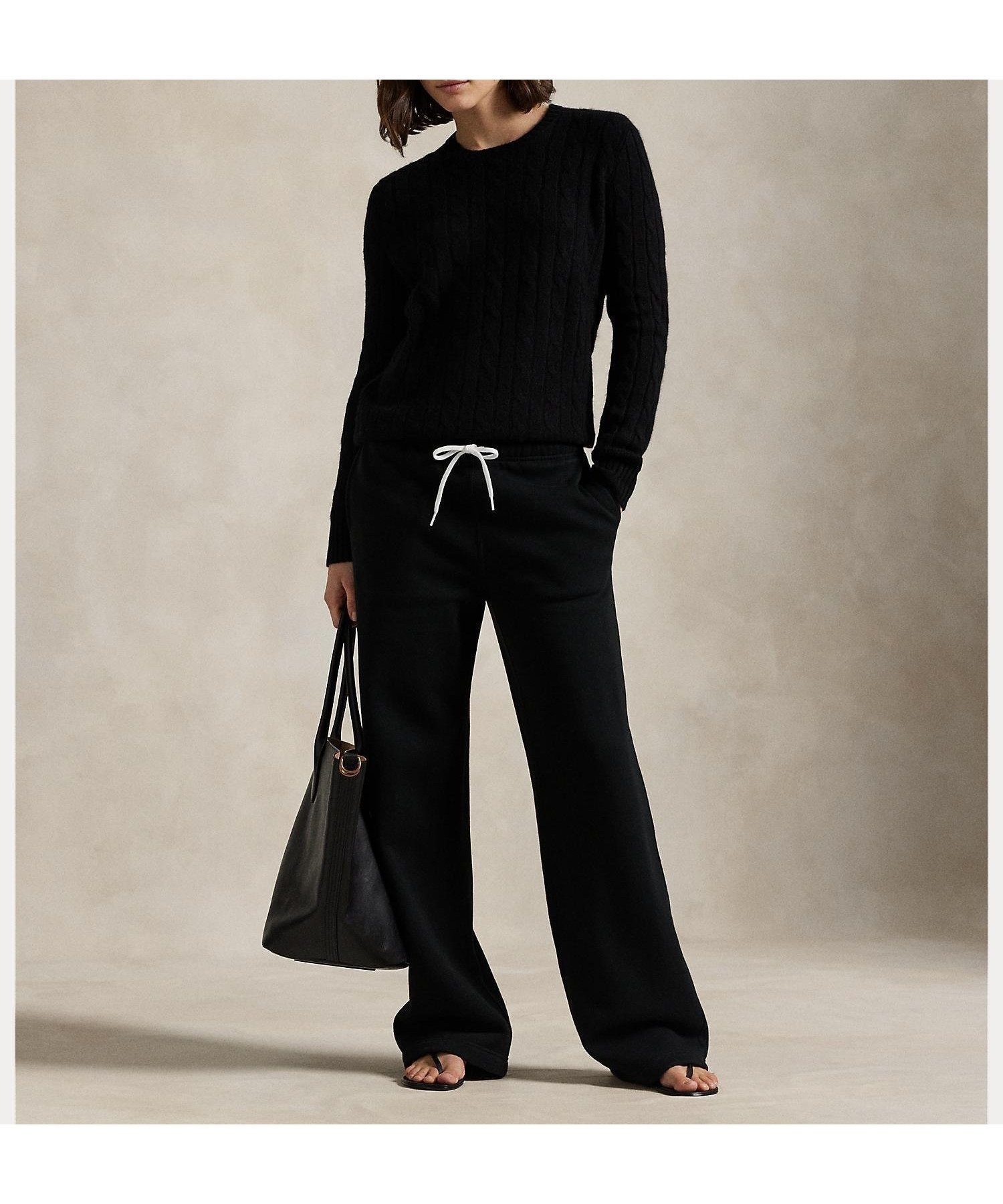 【ラルフローレン/RALPH LAUREN】のドローストリング フリース ワイドレッグ スウェットパンツ インテリア・キッズ・メンズ・レディースファッション・服の通販 founy(ファニー) 　ファッション　Fashion　レディースファッション　Fashion for Women　パンツ　Pants & Trousers　くるぶし　Ankle-Length　ドローストリング　Drawstring, Pull Cord　001ブラック|ID: prp329100004830336 ipo3291000000035159914