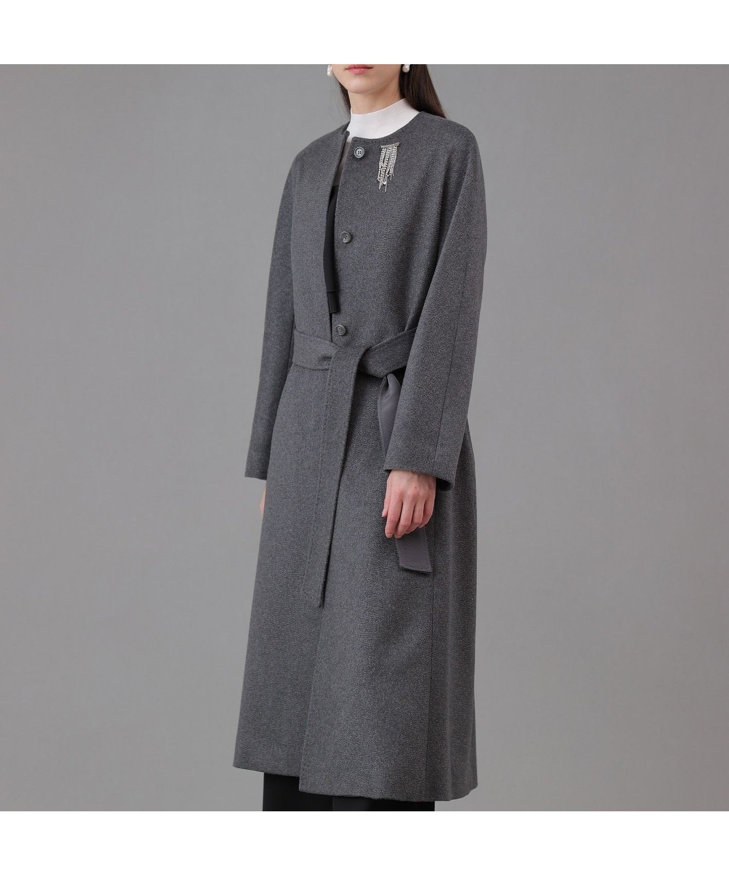 【アナイ/ANAYI】のカシミヤベルト付きクルーコート インテリア・キッズ・メンズ・レディースファッション・服の通販 founy(ファニー) ファッション Fashion レディースファッション Fashion for Women アウター Coat / Outerwear Collection コート・ロングコート・ピーコート Long Coats, Peacoats & More ベルト&ウエストマーク Belts & Waist Accessories ウェーブ Wavy Pattern サテン Satin, Glossy Fabric ジャケット Jacket, Outerwear スマート Smart, Elegant スリーブ Sleeve, Long Sleeve / Short Sleeve ハンド Hand, Handmade フロント Front, Front Design ラグジュアリー Luxury, Elegant A/W・秋冬 Autumn/Winter 再入荷 Restock / Back in Stock grey|ID: prp329100004830339 ipo3291000000035159968