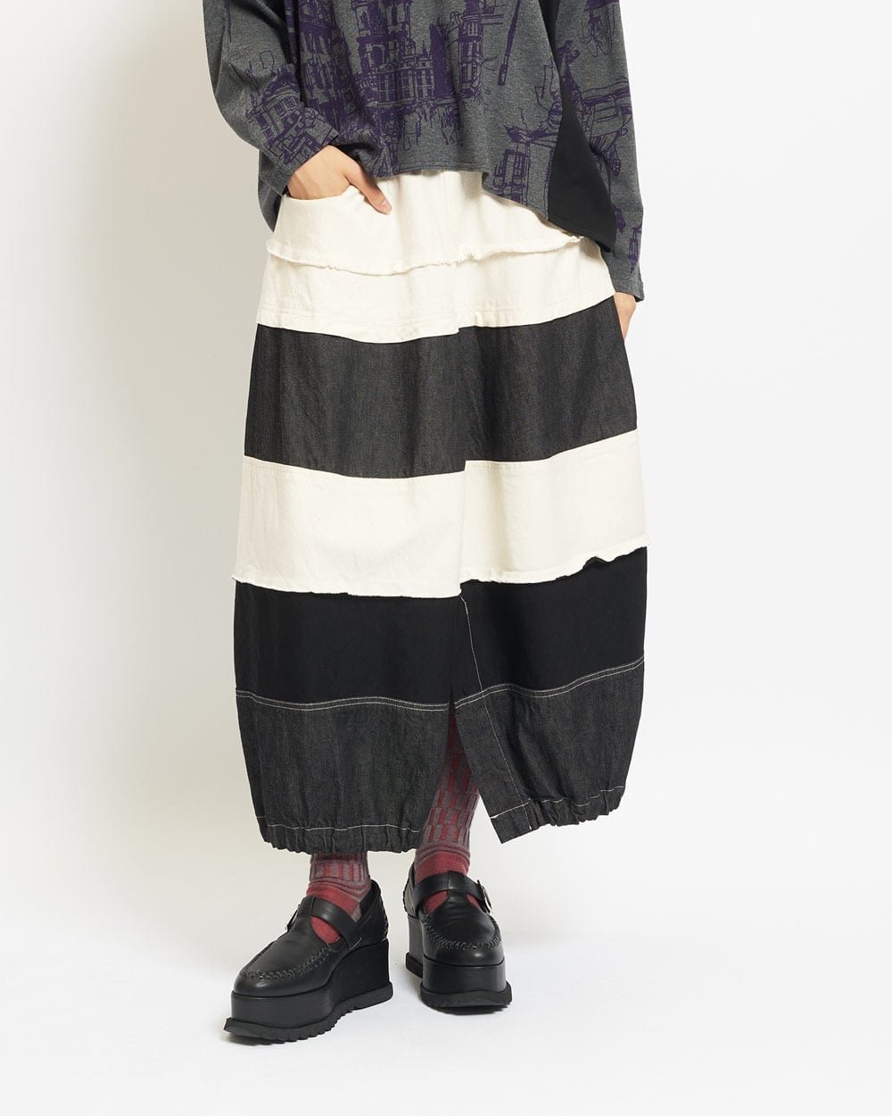 【ゴム/gomme】のマルチスカート インテリア・キッズ・メンズ・レディースファッション・服の通販 founy(ファニー) 　ファッション　Fashion　レディースファッション　Fashion for Women　スカート　Skirts　カーディガン　Cardigan, Knitwear　シンプル　Simple, Minimal　スリット　Slit, Slit Detail　デニム　Denim, Jeans Material　バルーン　Balloon, Balloon Silhouette　ポケット　Pocket, Pocket Detail　エレガント 上品　Elegant　切替　Switching, Contrast Panel　アイボリー|ID: prp329100004830343 ipo3291000000035159997