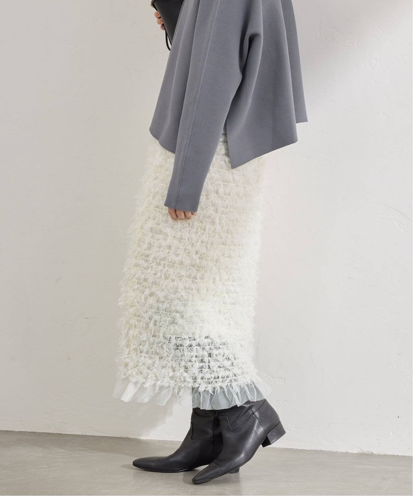 【イエナ/IENA】のチュールテープスカート インテリア・キッズ・メンズ・レディースファッション・服の通販 founy(ファニー) 　ファッション　Fashion　レディースファッション　Fashion for Women　スカート　Skirts　2026年　2026　エアリー　Airy Texture　シャーリング　Shirring, Ruched　シンプル　Simple, Minimal　ストレート　Straight, Straight Cut　チュール　Tulip, Tulip Motif　フリル　Frill, Ruffle　エレガント 上品　Elegant　無地　Plain, Solid Color　ホワイト|ID: prp329100004830346 ipo3291000000035160027