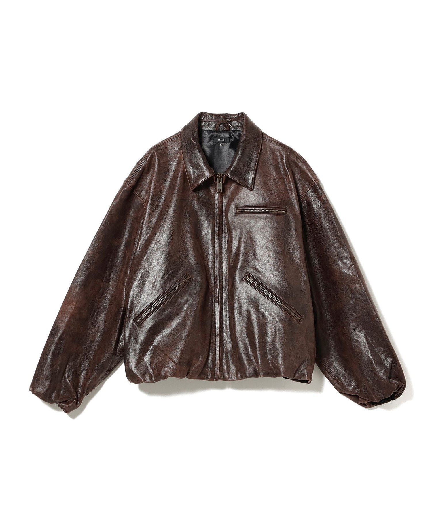 【ビームス/BEAMS / MEN】のワイドショートフィット ゴートレザー ジップブルゾン 人気、トレンドファッション・服の通販 founy(ファニー) 　ファッション　Fashion　メンズファッション　Fashion for Men　ヴィンテージ　Vintage Style　ショート　Short, Short Length　トレンド　Trend, Trending Now　ドローコード　Drawcord, Drawstring Cord　ブラウジング　Blouson Silhouette, Cinched Waist　ブルゾン　Blouson, Bomber Jacket　プリント　Print, Printed Pattern　ユーズド　Used, Vintage-Look　ワイド　Wide, Wide Fit　ワッシャー　Washer, Crinkled Finish　ワーク　Workwear, Utility Style　 other-1|ID: prp329100004830349 ipo3291000000035160073