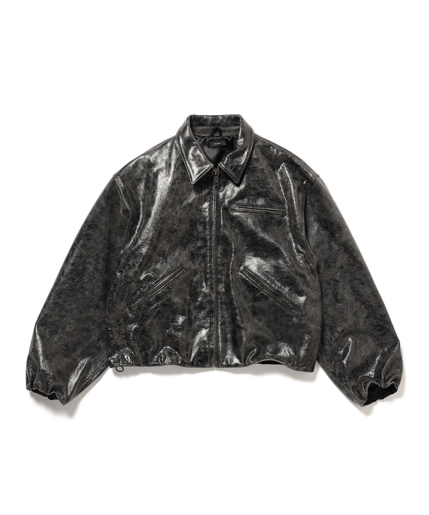 【ビームス/BEAMS / MEN】のワイドショートフィット ゴートレザー ジップブルゾン インテリア・キッズ・メンズ・レディースファッション・服の通販 founy(ファニー) 　ファッション　Fashion　メンズファッション　Fashion for Men　ヴィンテージ　Vintage Style　ショート　Short, Short Length　トレンド　Trend, Trending Now　ドローコード　Drawcord, Drawstring Cord　ブラウジング　Blouson Silhouette, Cinched Waist　ブルゾン　Blouson, Bomber Jacket　プリント　Print, Printed Pattern　ユーズド　Used, Vintage-Look　ワイド　Wide, Wide Fit　ワッシャー　Washer, Crinkled Finish　ワーク　Workwear, Utility Style　BLACK|ID: prp329100004830349 ipo3291000000035160075