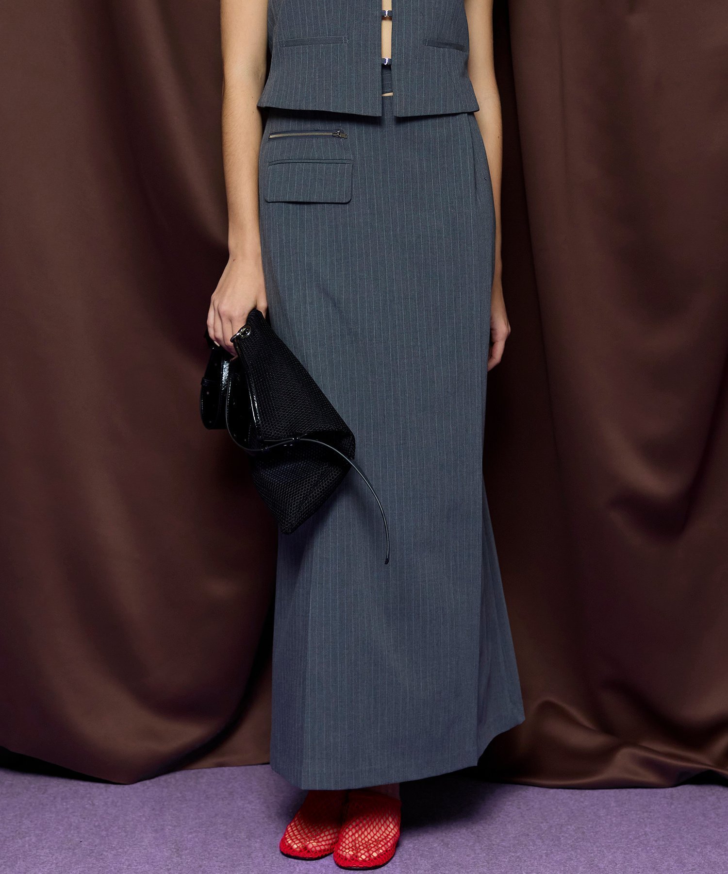 【メゾンスペシャル/MAISON SPECIAL】のSewing Tack Maxi Skirt 人気、トレンドファッション・服の通販 founy(ファニー) 　ファッション　Fashion　レディースファッション　Fashion for Women　スカート　Skirts　おすすめ　Recommended / Our Picks　カッティング　Cutting Detail　シルバー　Silver, Metallic Silver　ストライプ　Stripe, Striped Pattern　ベスト　Vest, Waistcoat　夏　Summer　 other-1|ID: prp329100004830352 ipo3291000000035160101