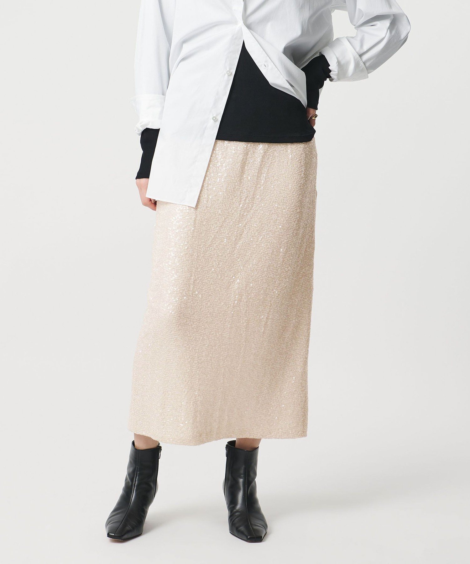 【ユナイテッドアローズ/UNITED ARROWS】のスパンコール Iライン スカート インテリア・キッズ・メンズ・レディースファッション・服の通販 founy(ファニー) ファッション Fashion レディースファッション Fashion for Women スカート Skirts シンプル Simple, Minimal ジャケット Jacket, Outerwear スパンコール Sequins, Sequin Embellishment ラグジュアリー Luxury, Elegant OFF WHITE|ID: prp329100004830401 ipo3291000000035160704