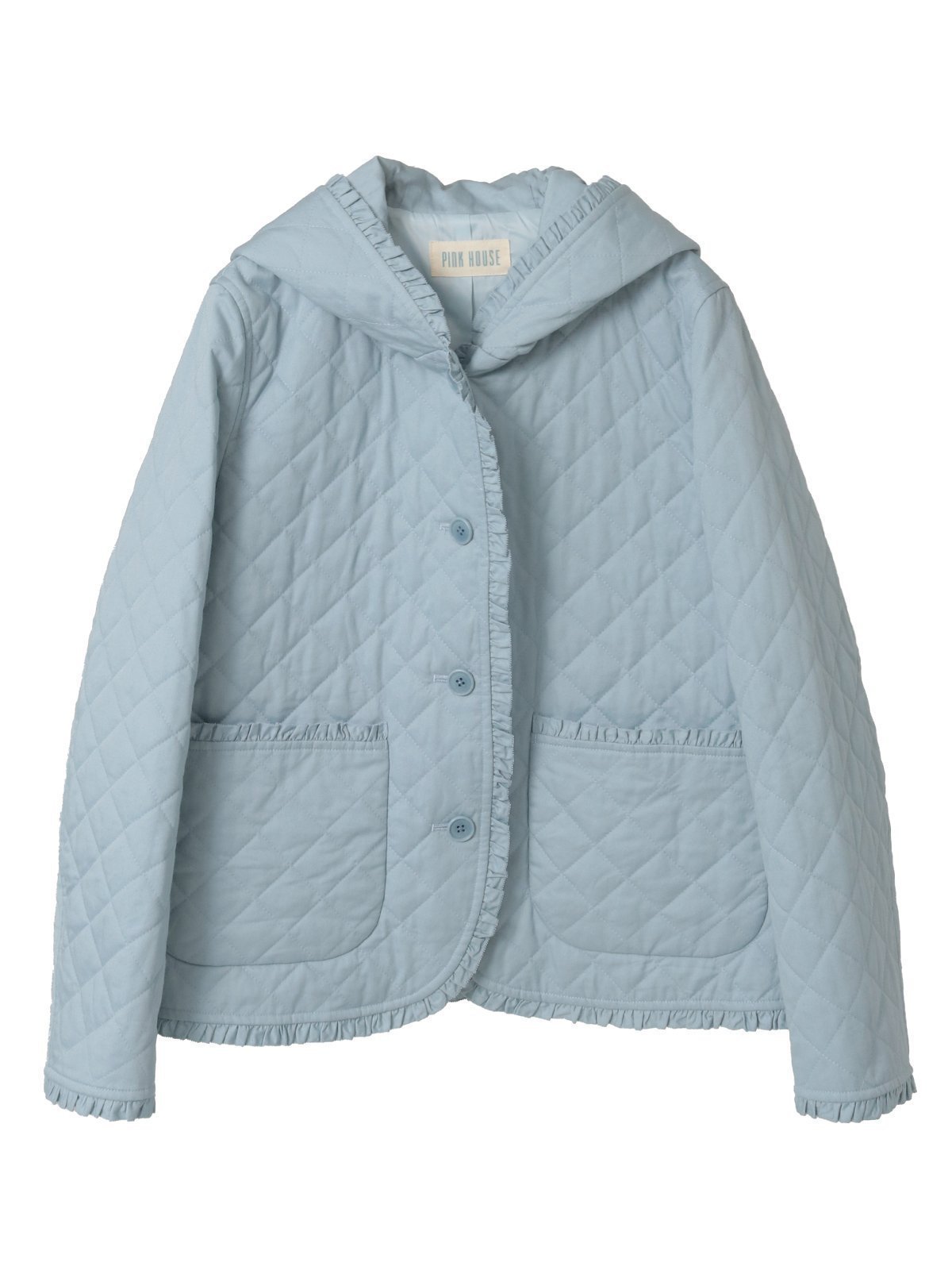 【ピンクハウス/PINK HOUSE】のフード付きキルティングジャケット インテリア・キッズ・メンズ・レディースファッション・服の通販 founy(ファニー) 　ファッション　Fashion　レディースファッション　Fashion for Women　アウター　Coat / Outerwear Collection　レディースジャケット・軽アウター　Jackets　キルティング　Quilted, Quilting　ジャケット　Jacket, Outerwear　フリル　Frill, Ruffle　春　Spring　ブルーグレー|ID: prp329100004830412 ipo3291000000035160907