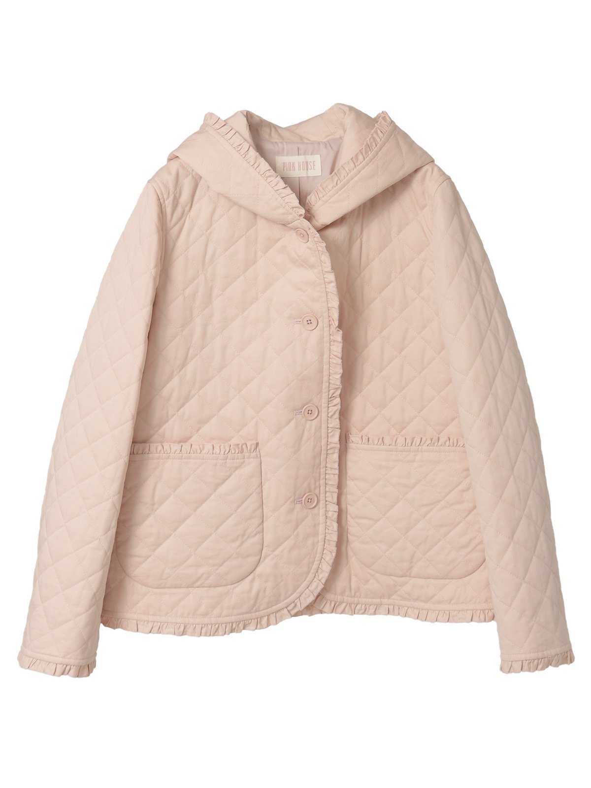 【ピンクハウス/PINK HOUSE】のフード付きキルティングジャケット インテリア・キッズ・メンズ・レディースファッション・服の通販 founy(ファニー) 　ファッション　Fashion　レディースファッション　Fashion for Women　アウター　Coat / Outerwear Collection　レディースジャケット・軽アウター　Jackets　キルティング　Quilted, Quilting　ジャケット　Jacket, Outerwear　フリル　Frill, Ruffle　春　Spring　ピンク|ID: prp329100004830412 ipo3291000000035160913