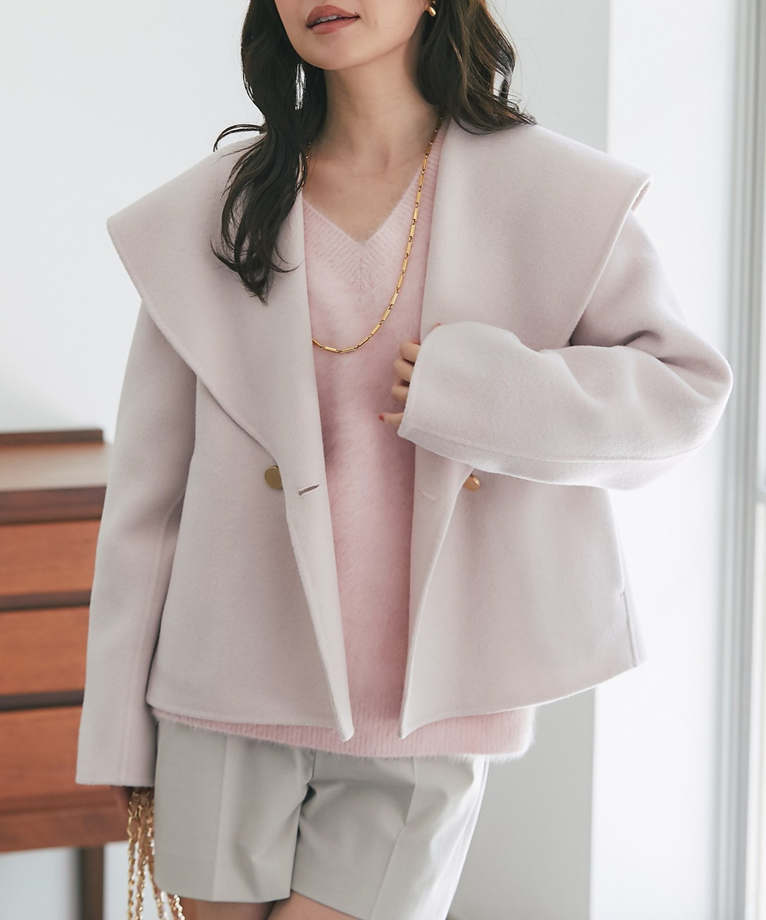 【ラブティックボンボン/La boutique BonBon】の【最強モテコート】ダブルフェイスショールカラーコート インテリア・キッズ・メンズ・レディースファッション・服の通販 founy(ファニー) 　ファッション　Fashion　レディースファッション　Fashion for Women　アウター　Coat / Outerwear Collection　コート・ロングコート・ピーコート　Long Coats, Peacoats & More　オーガンジー　Organza Fabric　ショート　Short, Short Length　ショール　Shawl, Wrap　シンプル　Simple, Minimal　ダブル　Double, Double-Breasted　デニム　Denim, Jeans Material　人気　Popular, Best Seller　バランス　Balance, Style Balance　フェイス　Face, Facial Design　フロント　Front, Front Design　ポケット　Pocket, Pocket Detail　ロング　Long, Long-Length　おすすめ　Recommended / Our Picks　ピンク|ID: prp329100004830428 ipo3291000000035161153